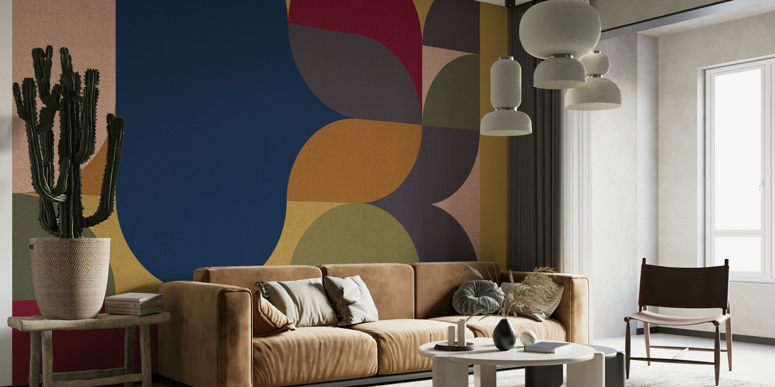 Geometric abstract shapes in warm colors wallpaper