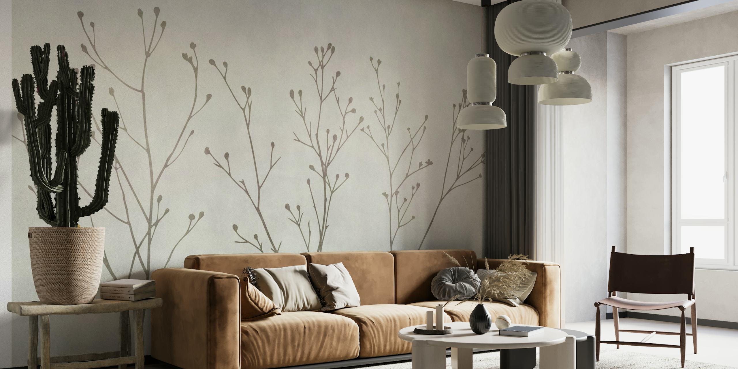 Minimalistic Delicate Wildflower Silhouettes wallpaper