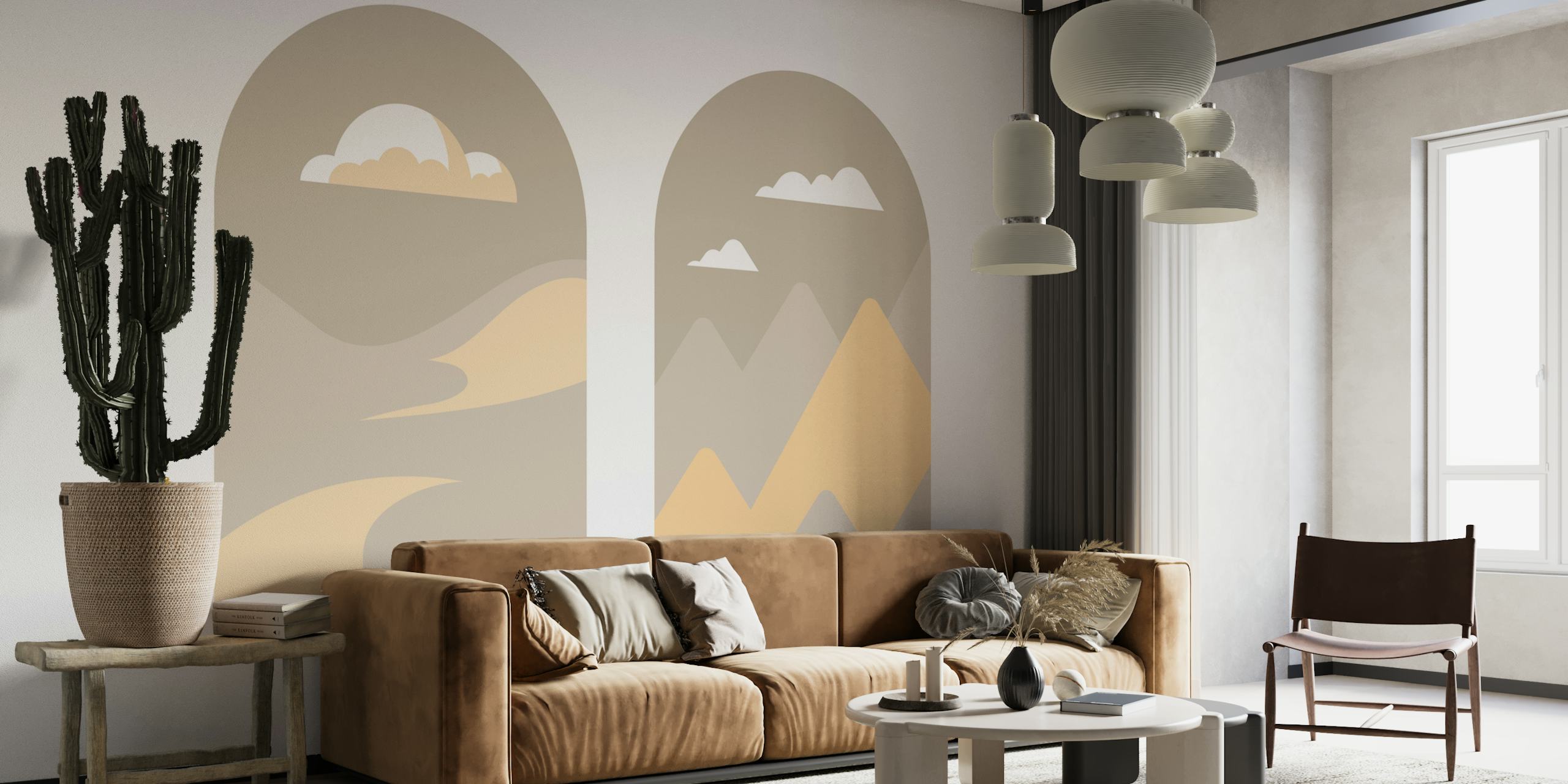 Happy Pastel Boho Arch wallpaper in a room
