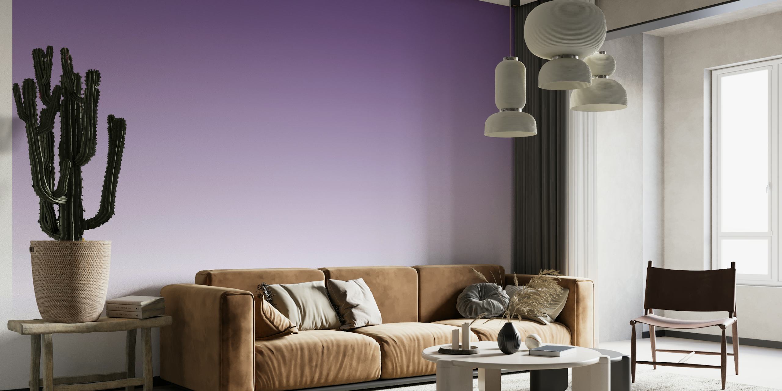 Dark Amethyst Gradient -tapetti huoneen asetelmassa