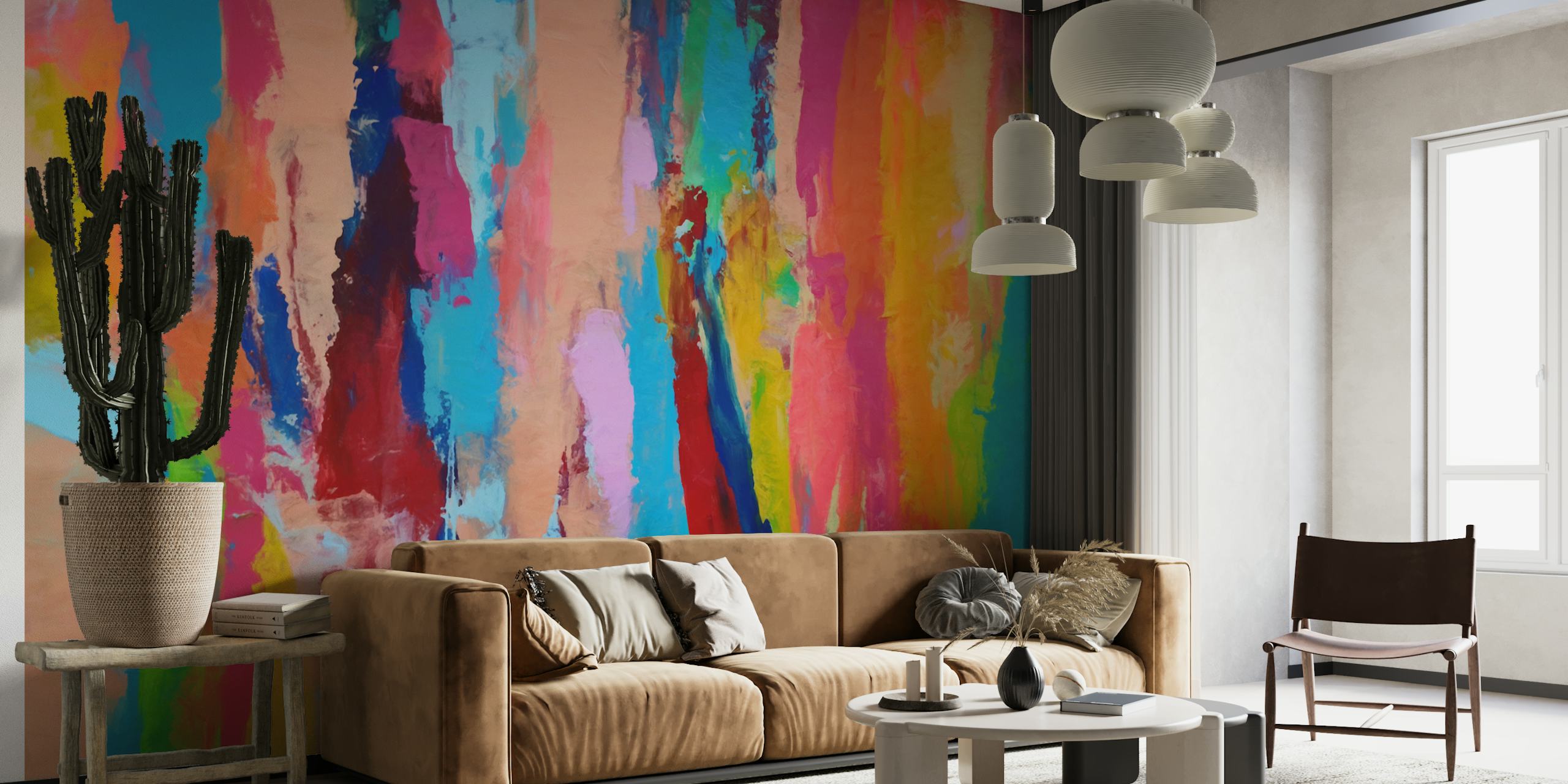 Colorful abstract brushstroke wallpaper with vibrant hues