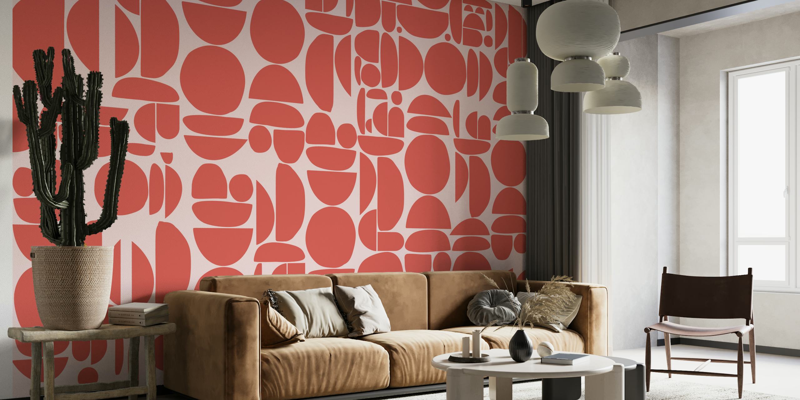 Red Cutout Rounds tapet i et rom