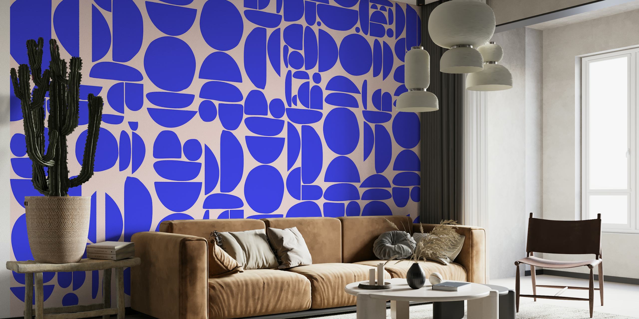 Tapeta Blue Cutout Rounds w pokoju