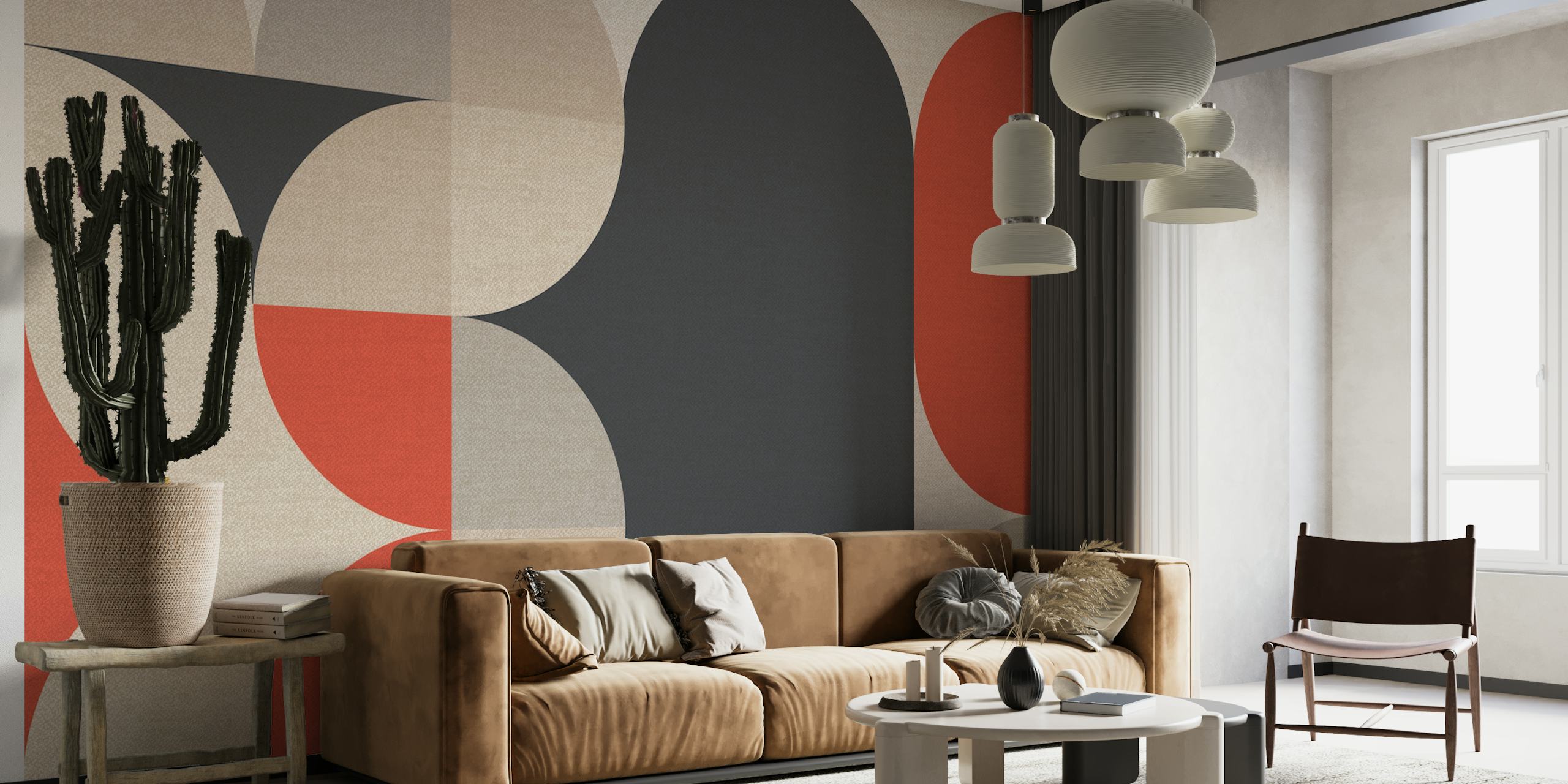 Minimal geometric mid-century abstract wallpaper