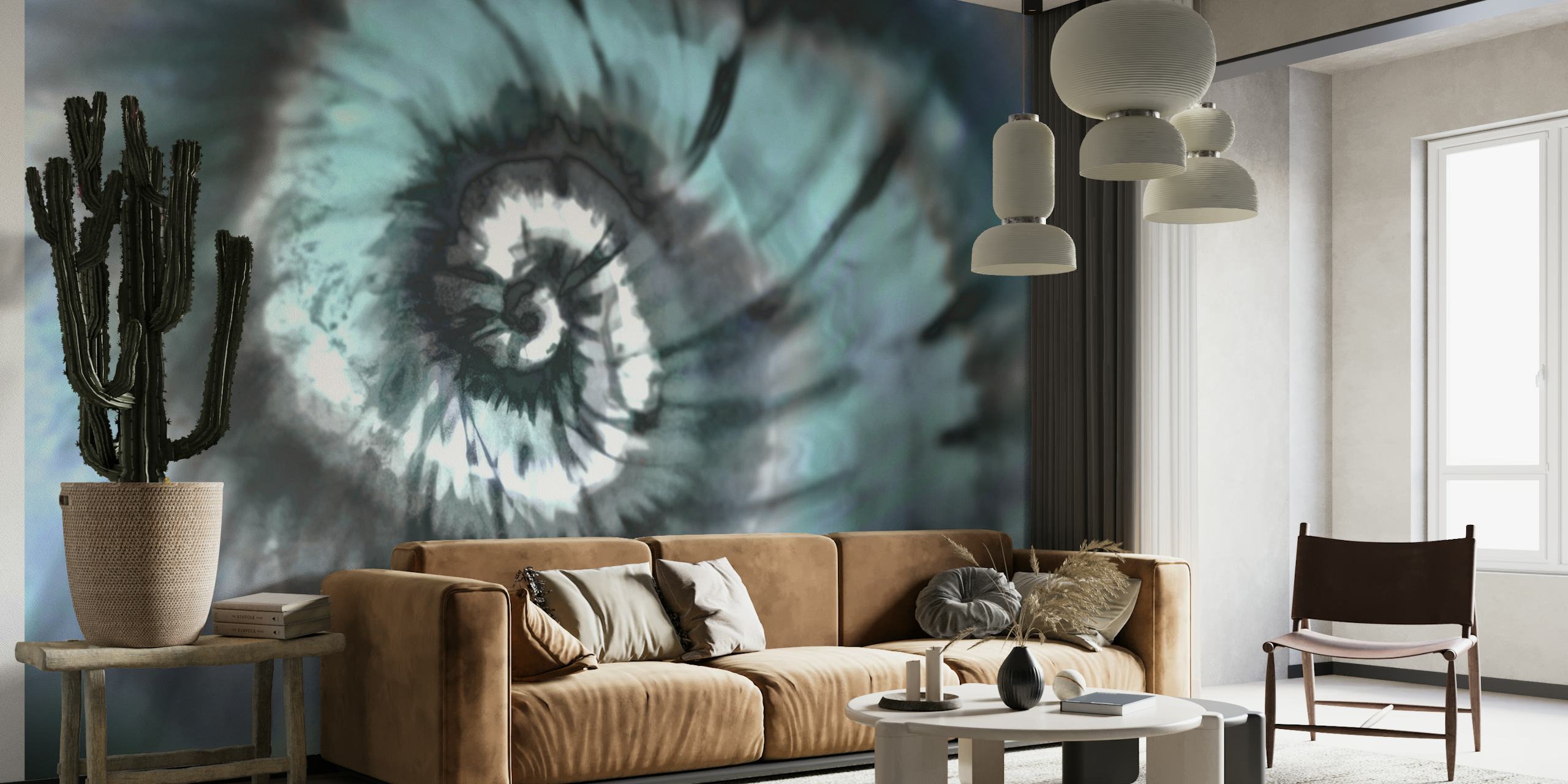Abstract boho-style watercolor pastel wall mural with a soothing gradient effect