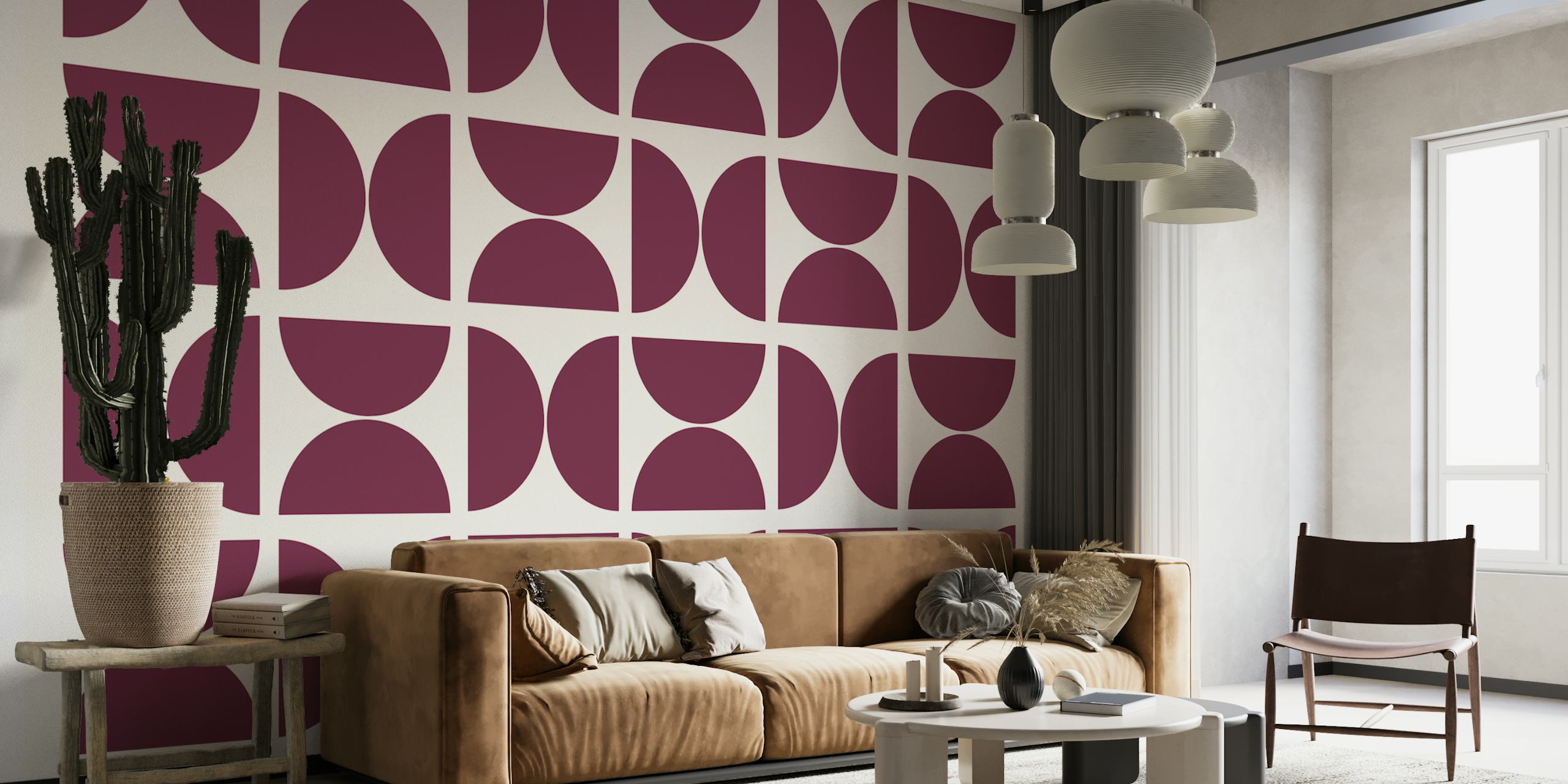 Minimal magenta Bauhaus wallpaper design