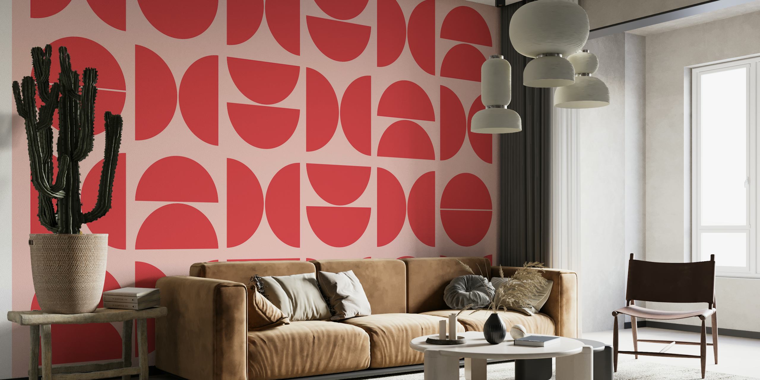 Happy Red Bauhaus wallpaper design