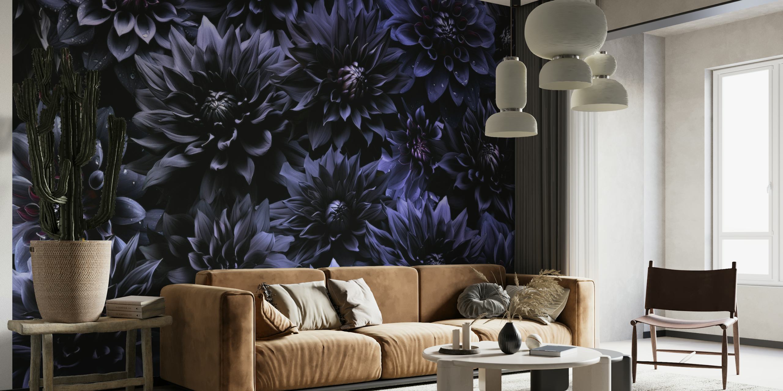 Blue Mystic Gothic Flower Night Garden wallpaper