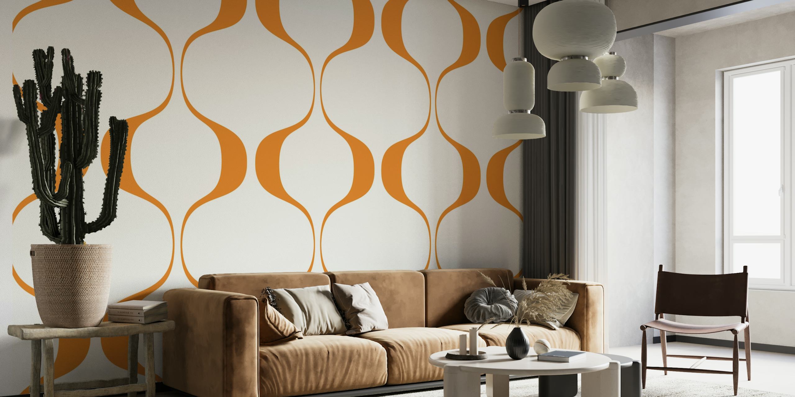 Orange Retro Abstract Geo Waves wallpaper