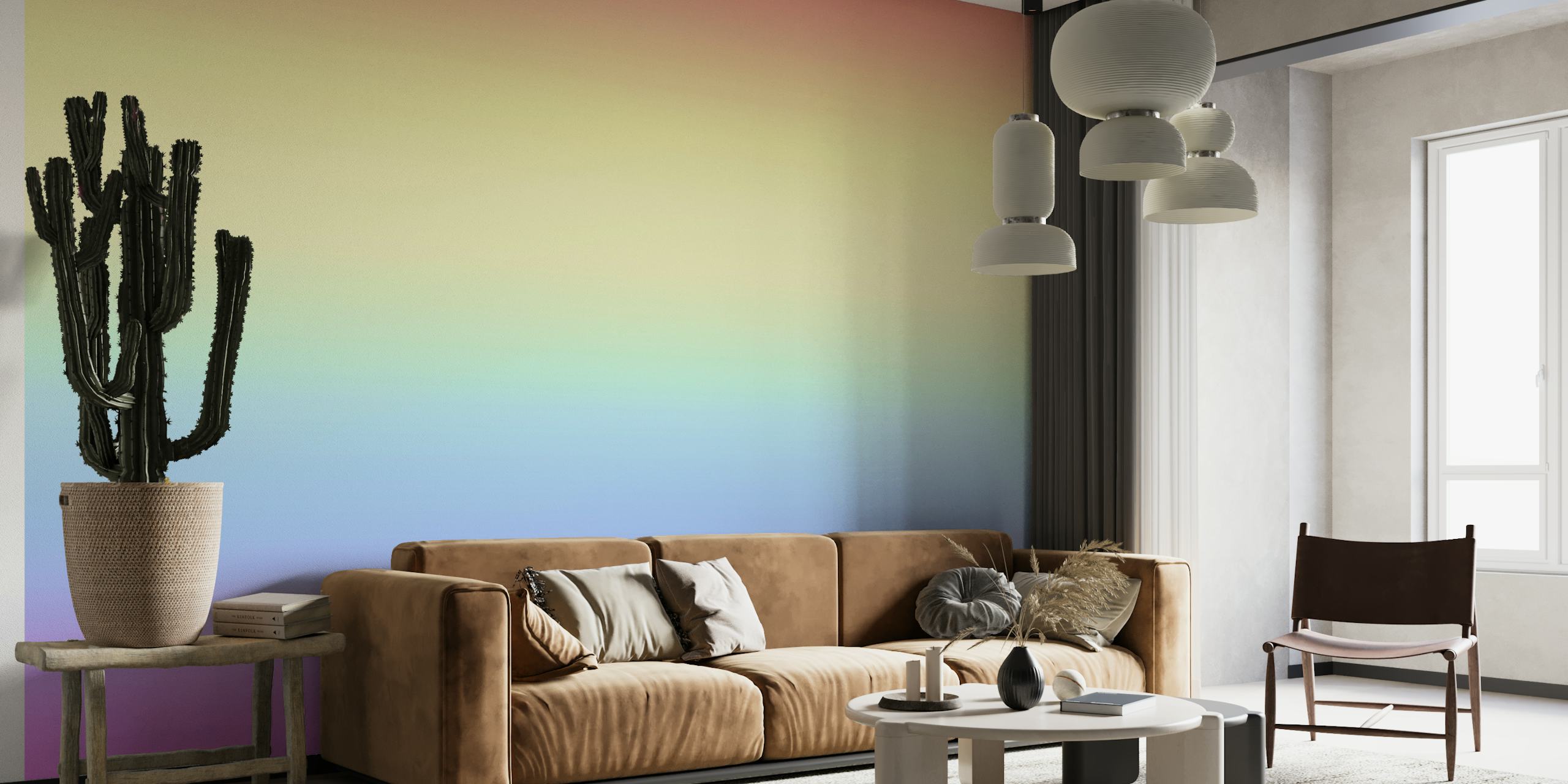 Mural de parede gradiente arco-íris com transição suave de cores
