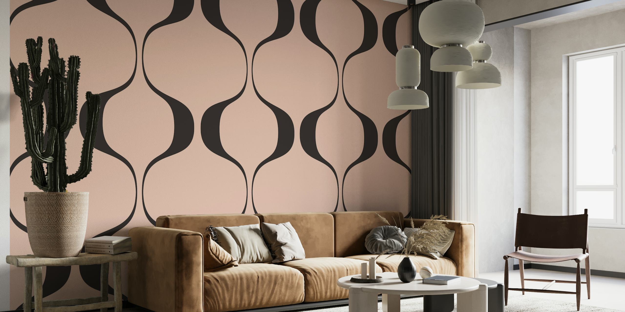 Muted Retro Abstract Geo Wave wallpaper design