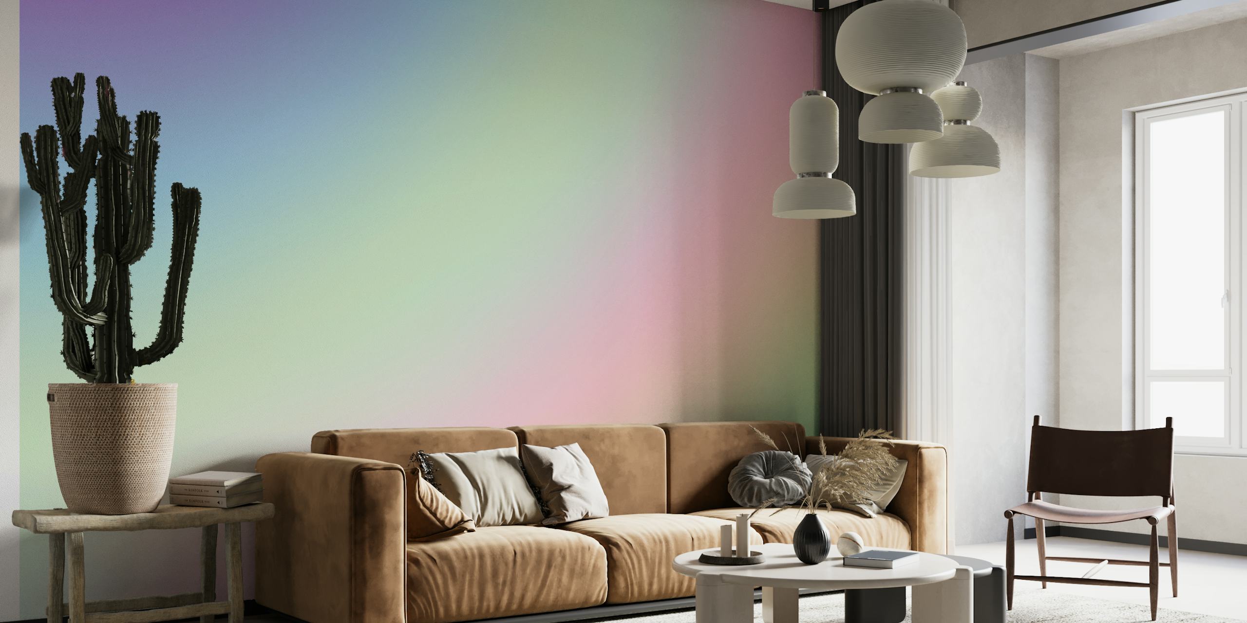 Carta da parati Multicolor Pastel Gradient in una stanza