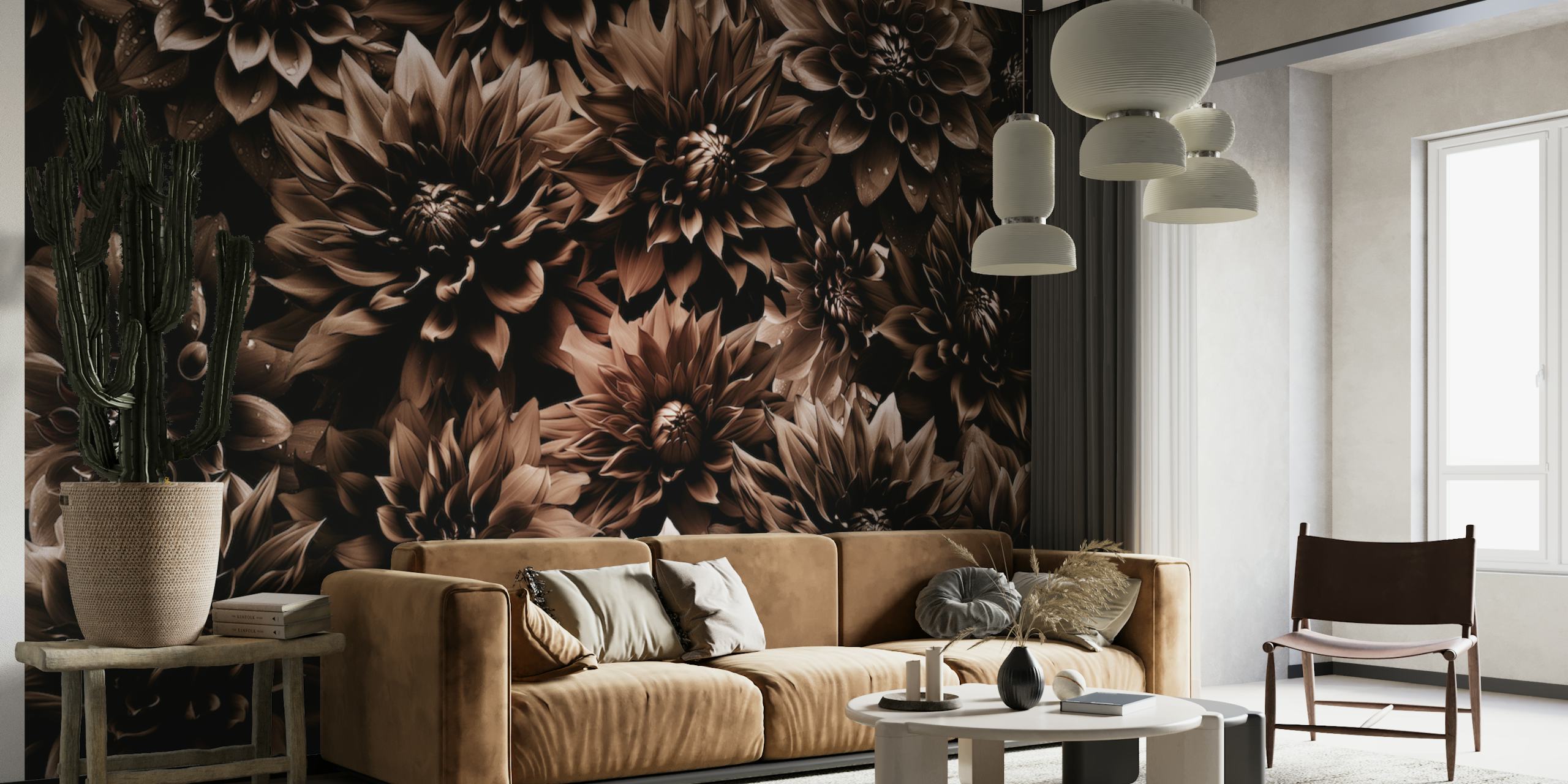 Brown Mystic Gothic Flower σχέδιο ταπετσαρίας