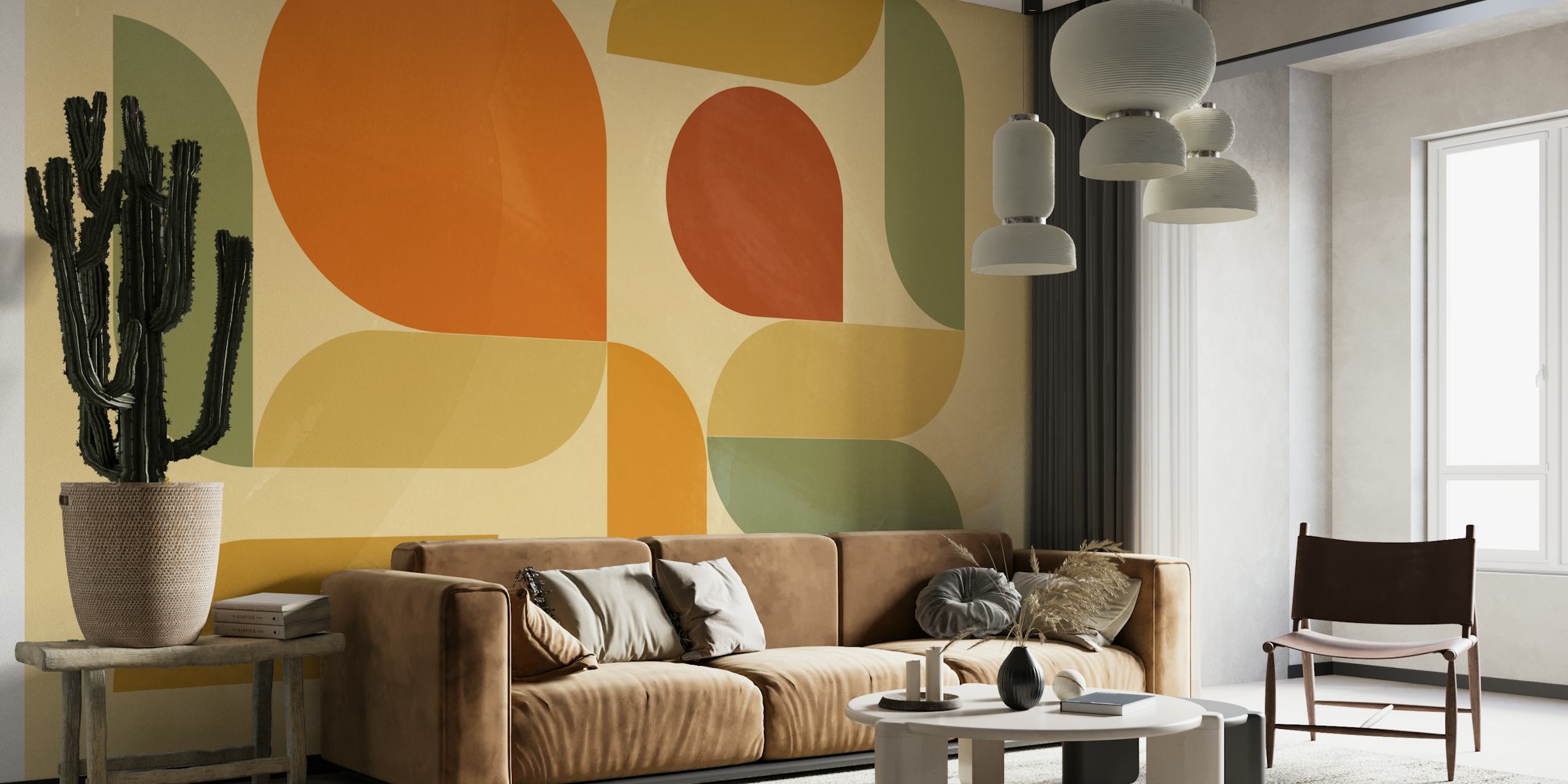 Papel pintado Bold Sunset Shapes en una habitación