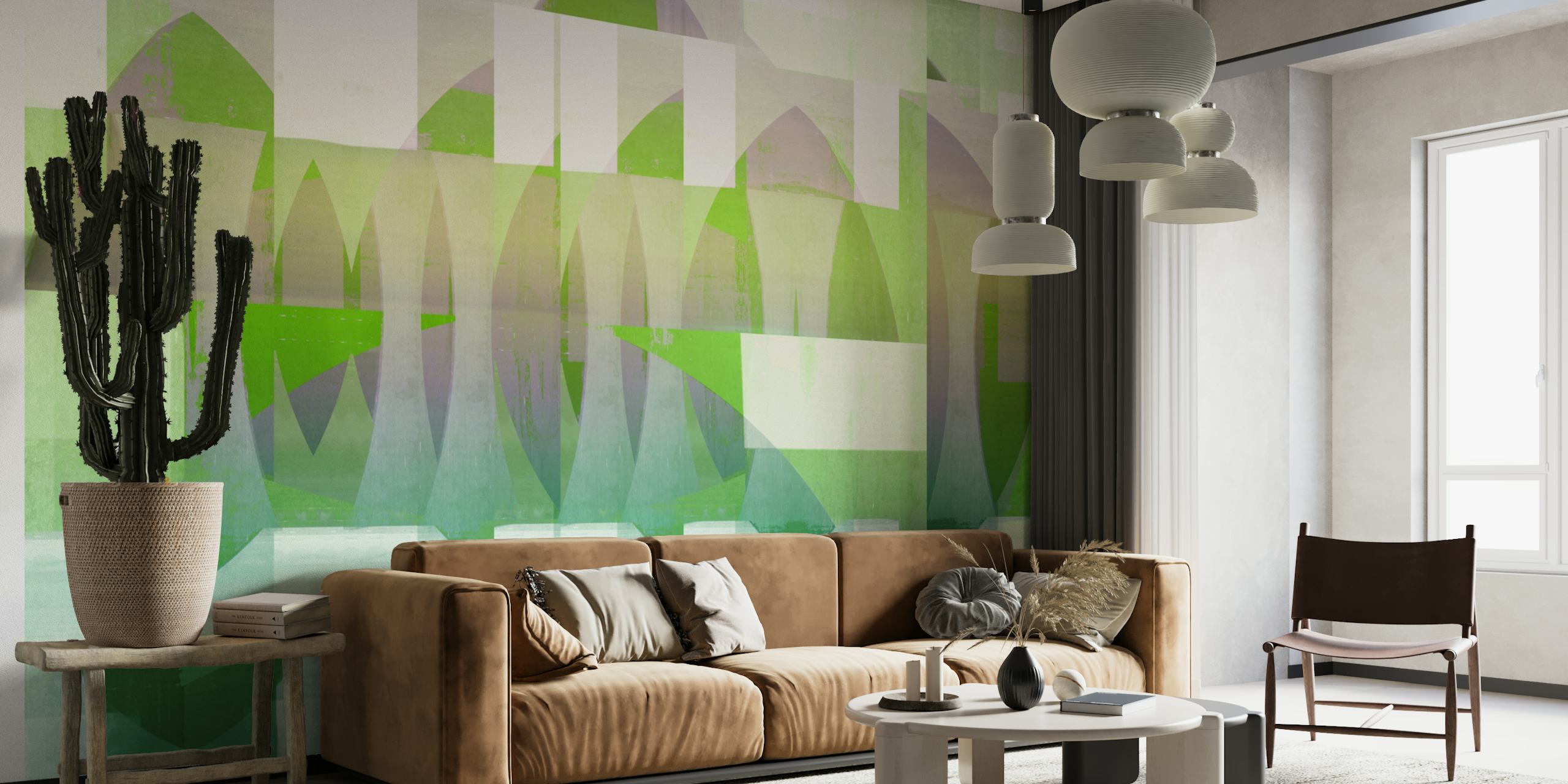 Papel pintado Bauhaus Geometry Mosaic en una habitación
