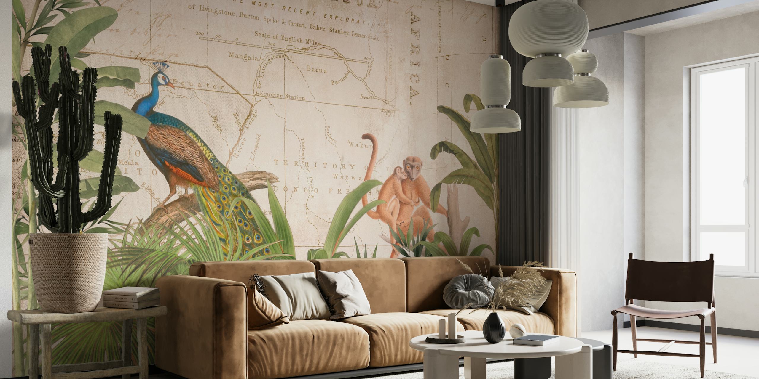 Africa Vintage Wildlife wallpaper in a room