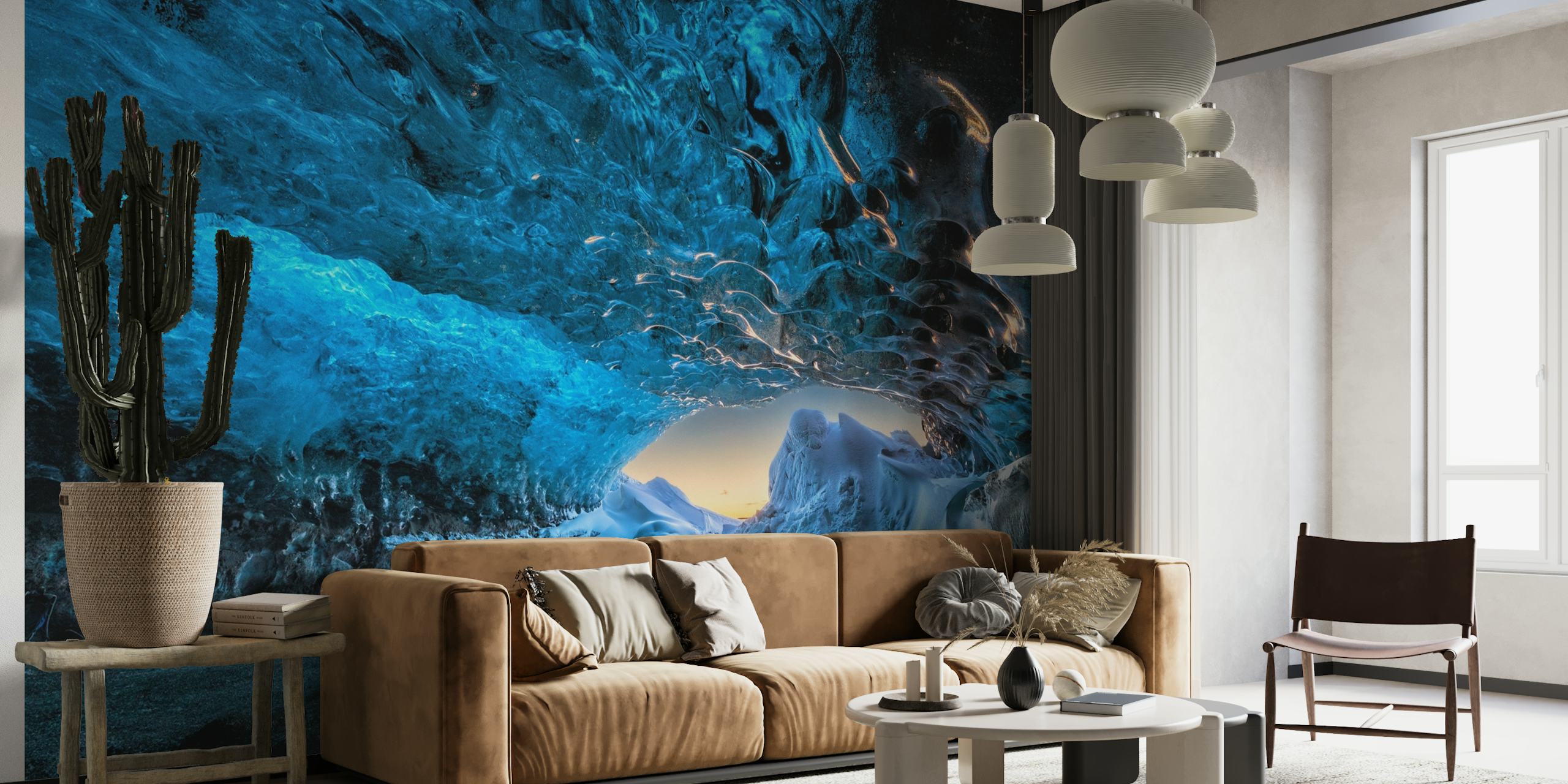 3D image of Crystal cave wallpaper displaying natural cave features
