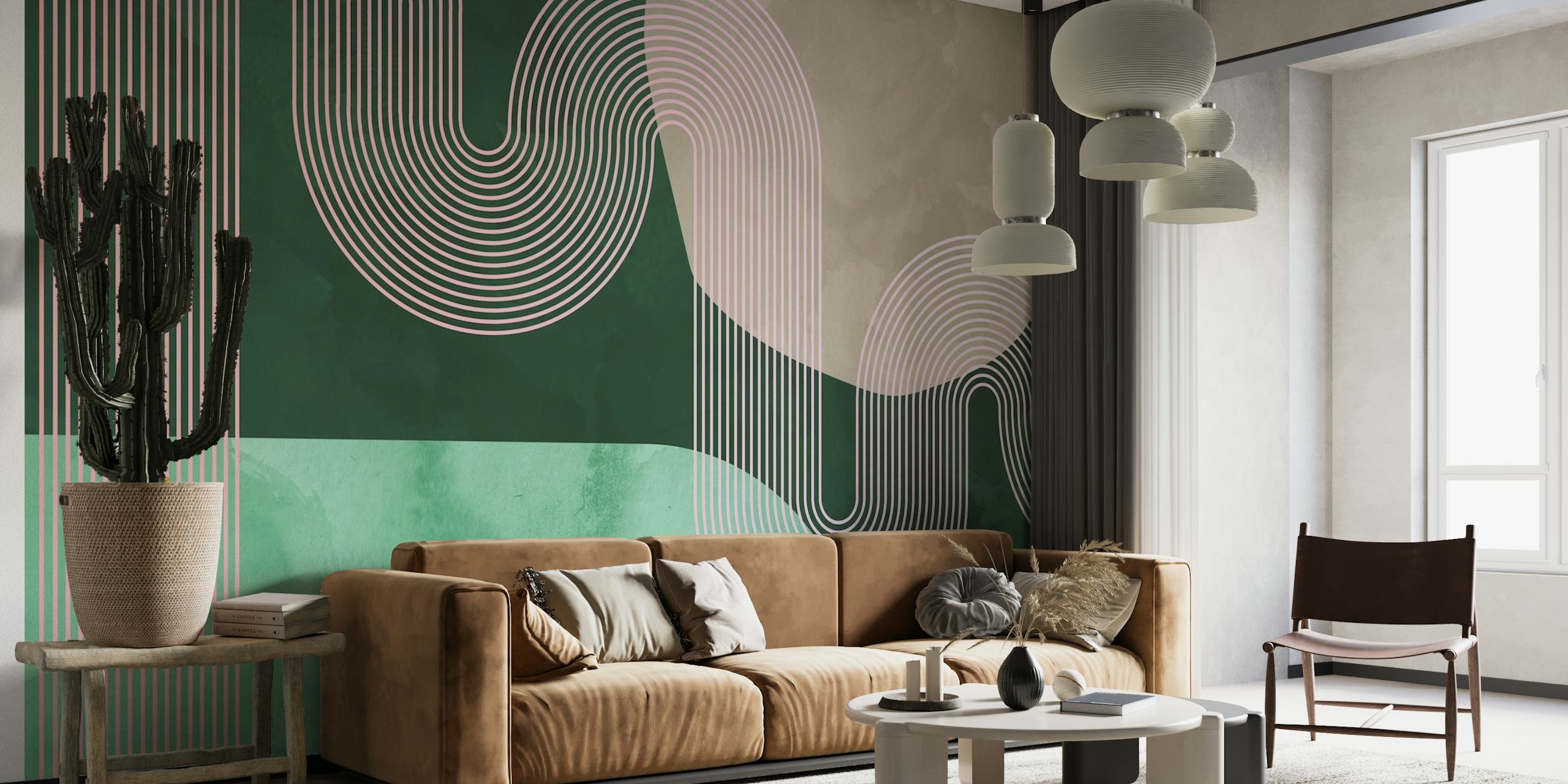 Vibrant Mid Century Modern Curvy Lines wallpaper