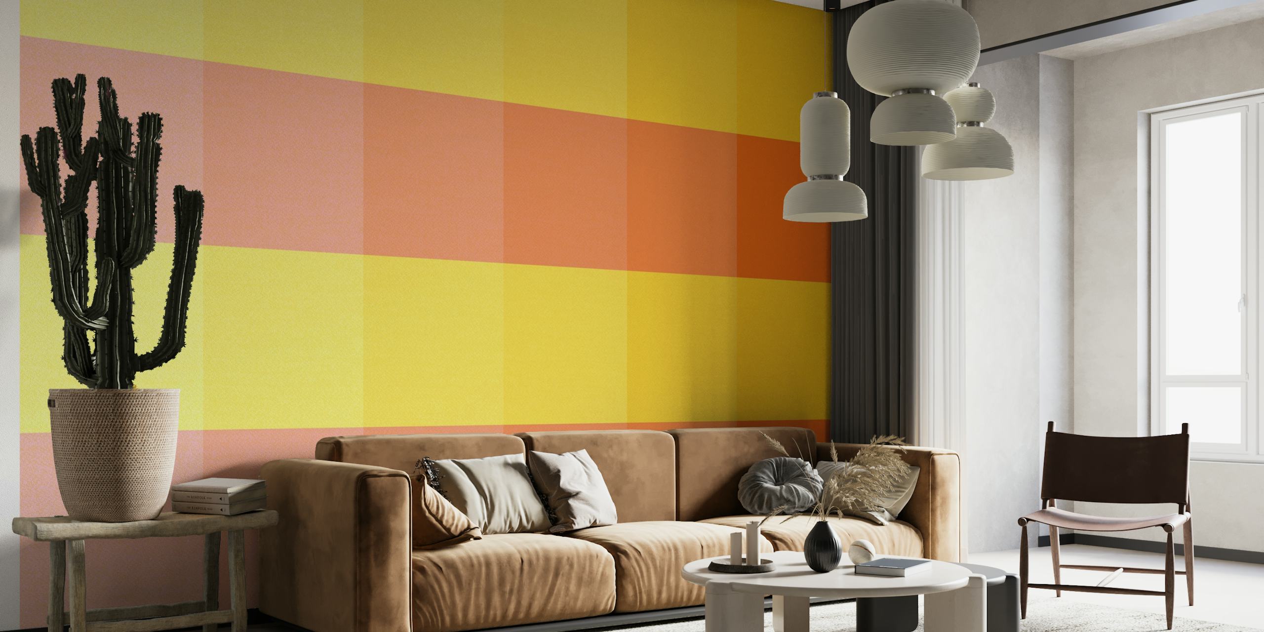 Warm-toned checkerboard pattern wall mural