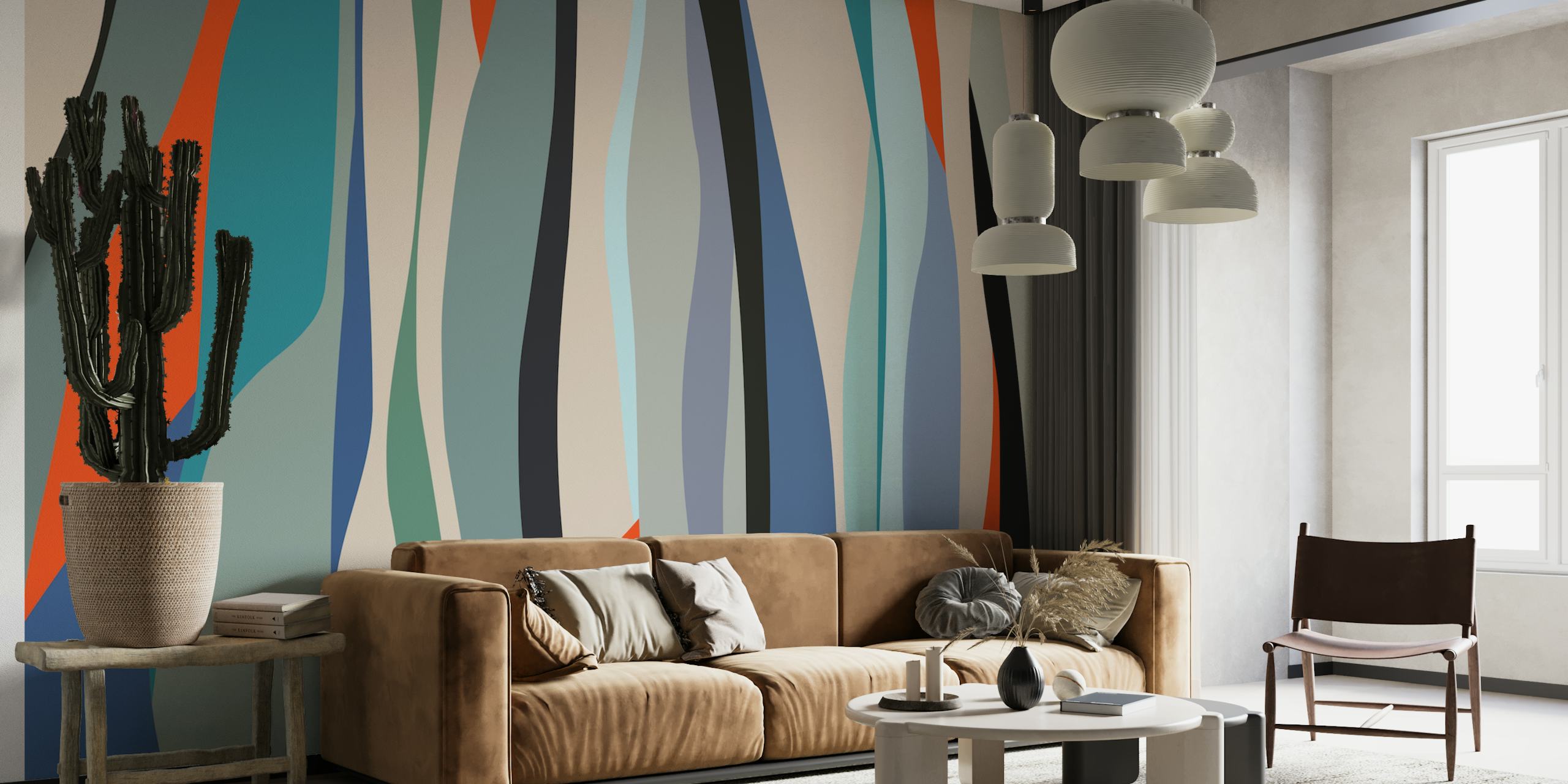 Colorful Sinuous Shapes 9 wallpaper in a room