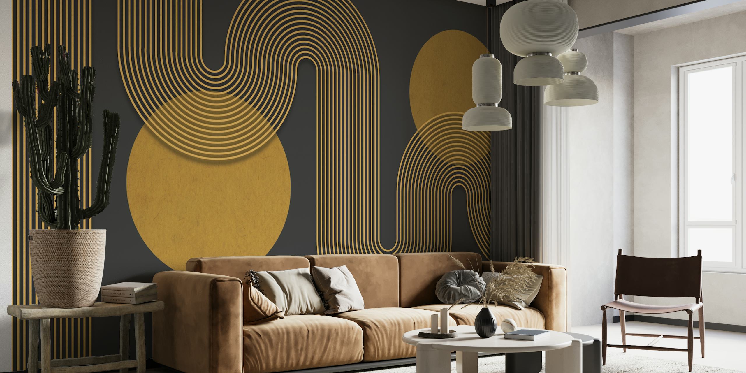 Tapeta Modern Arch Line Art u sobi