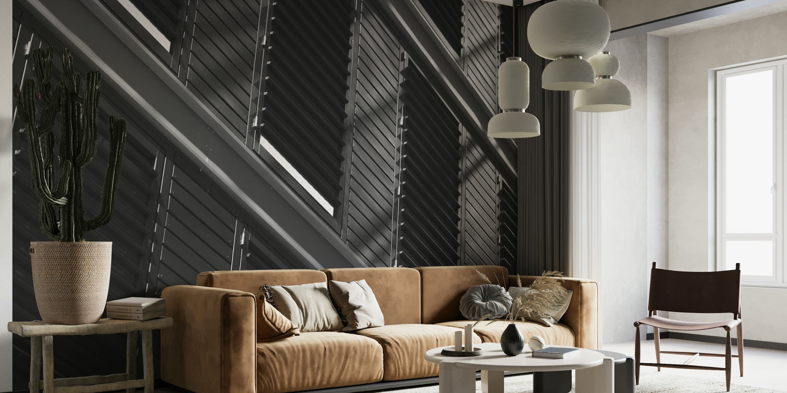 Monochrome blinds and shadows wall mural