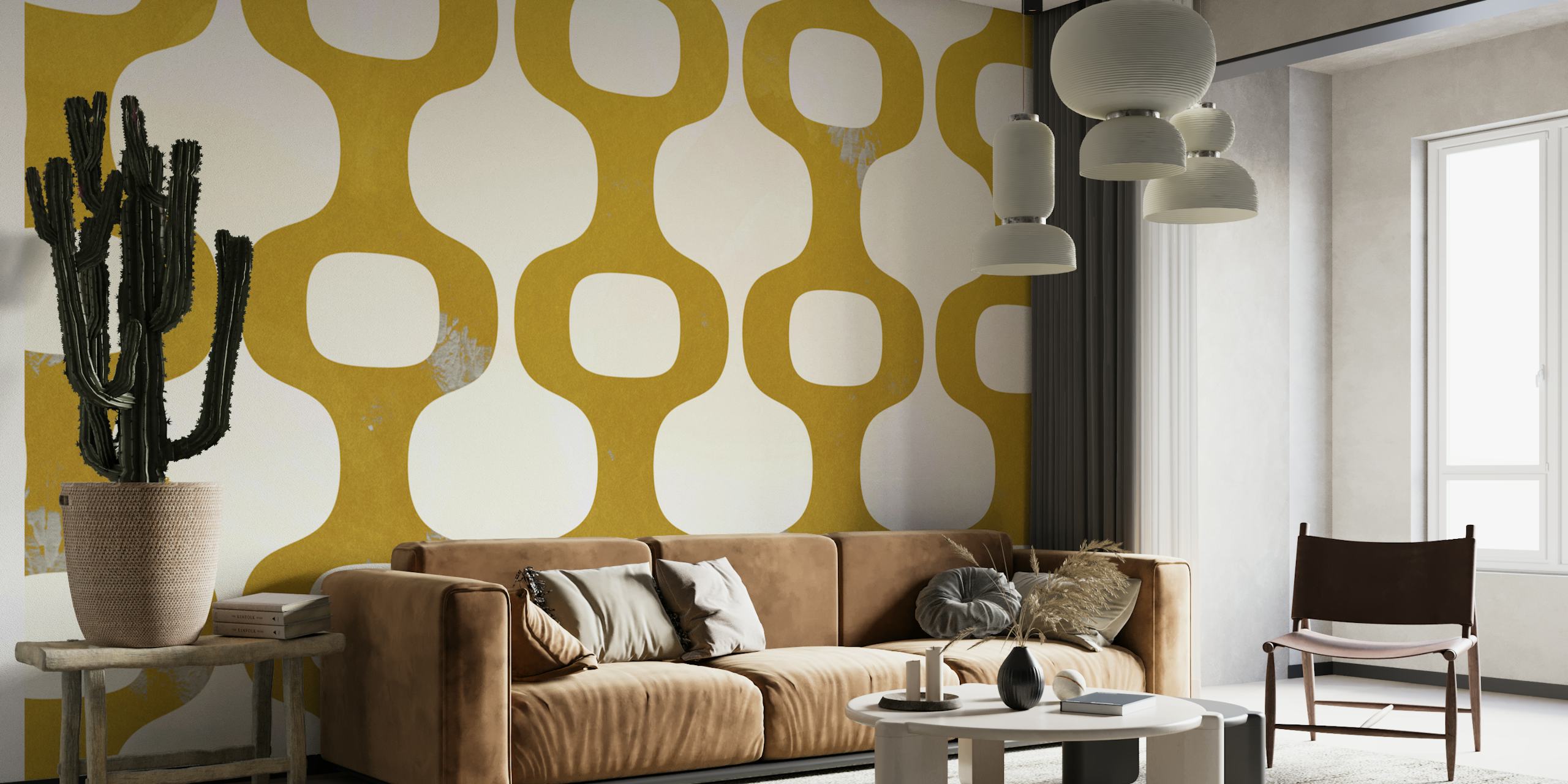 papier peint 70s Luxury Geometry dans une chambre moderne