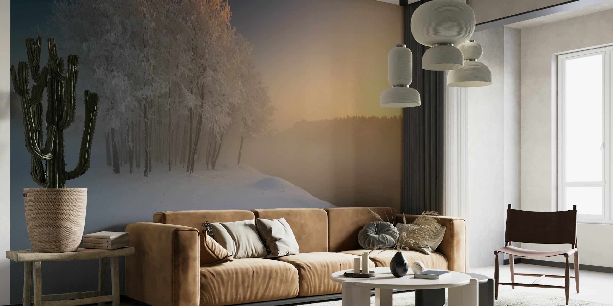 Winter landscape wallpaper huoneessa