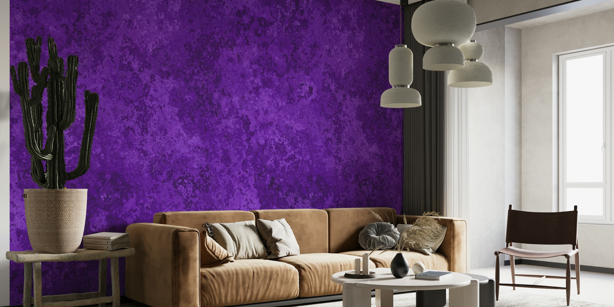 Purple textured wallpaper featuring subtle moss design