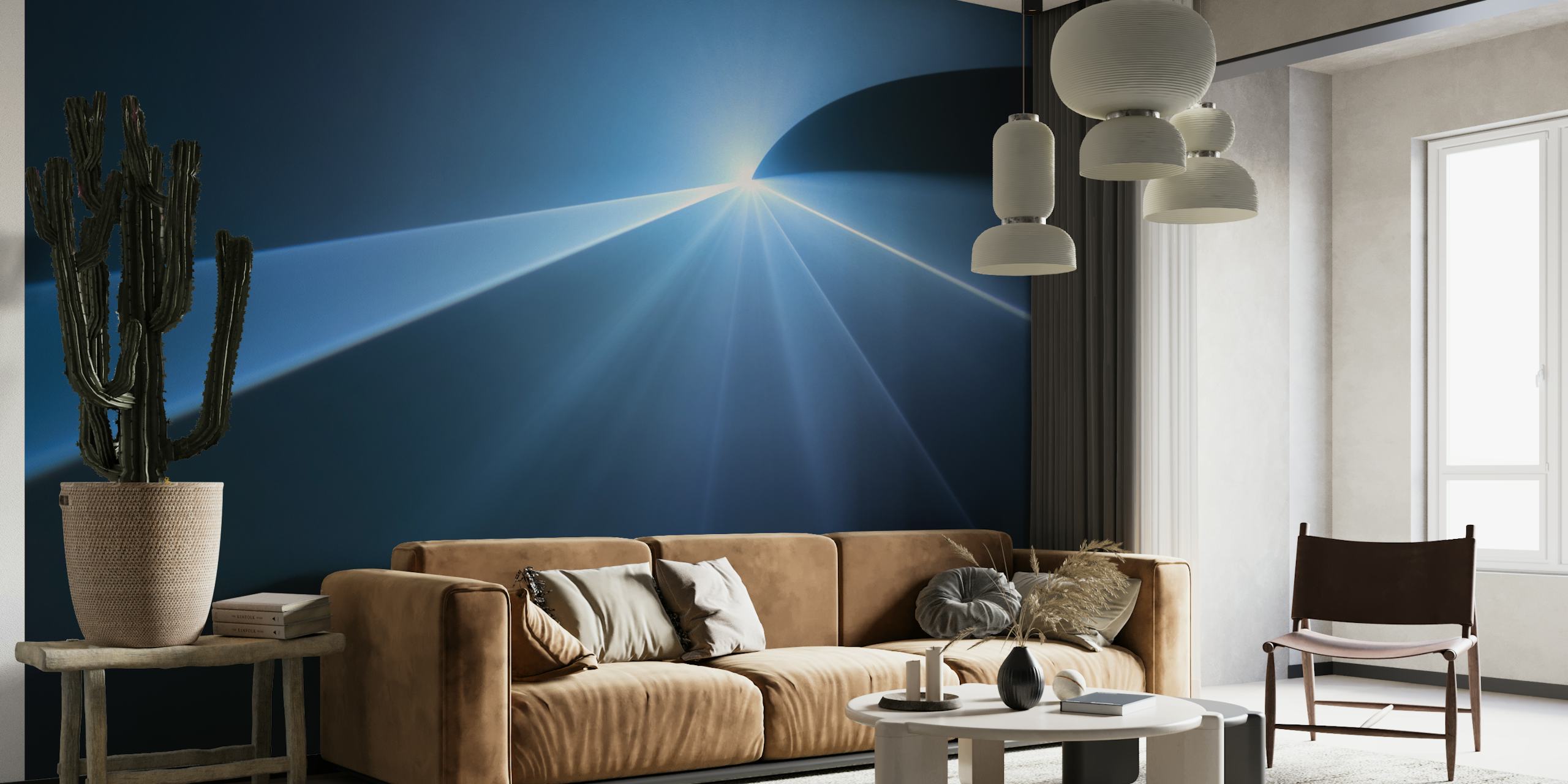 Abstract lines in blue tones with light effects wallpaper