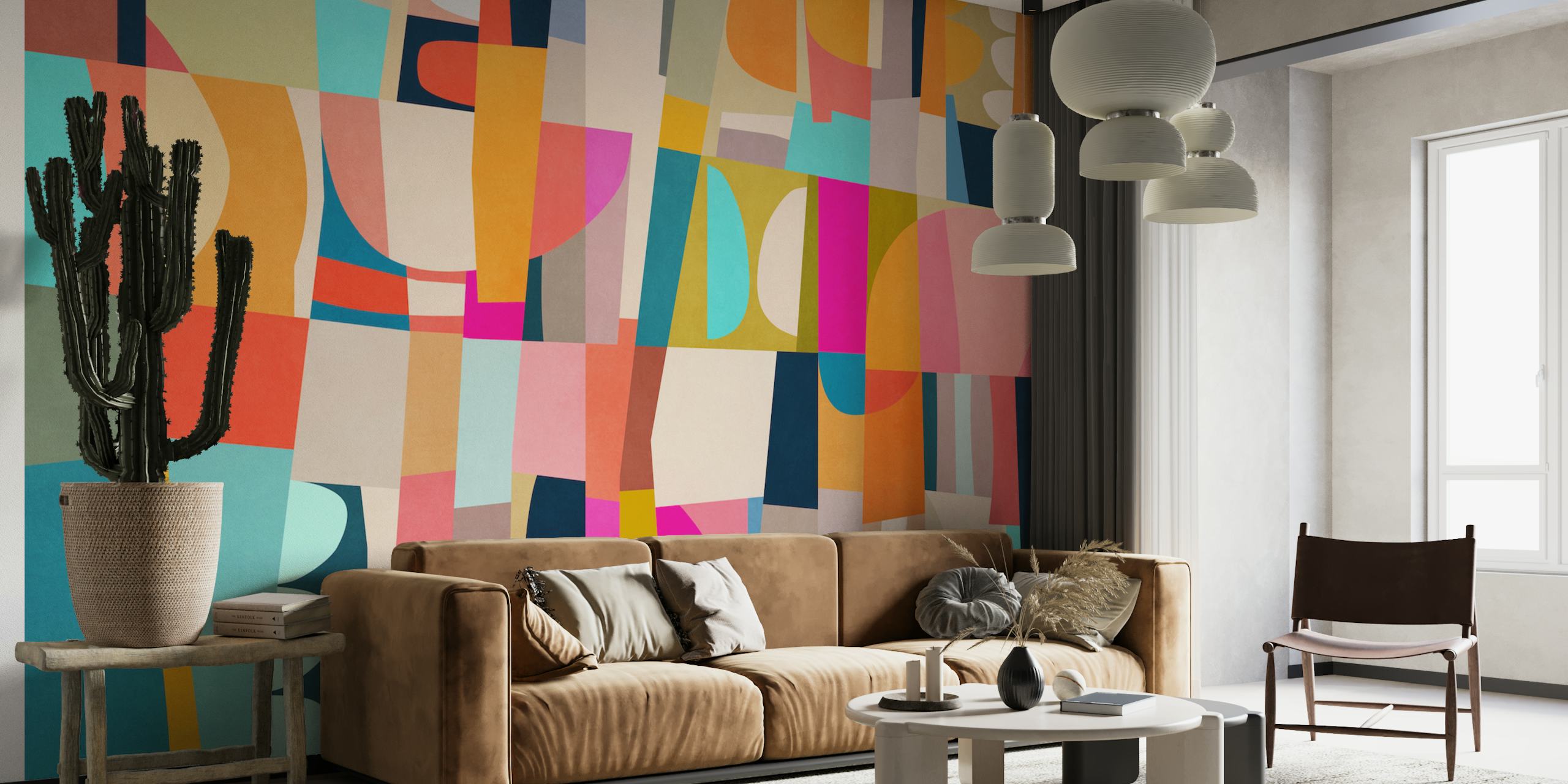 Geometric Construction 16 in een kleurrijke kamer