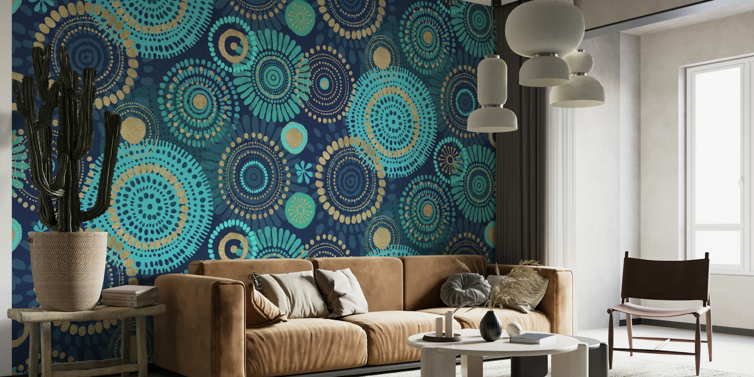 Opulent Rhapsody Of India Turquoise Teal Gold wallpaper