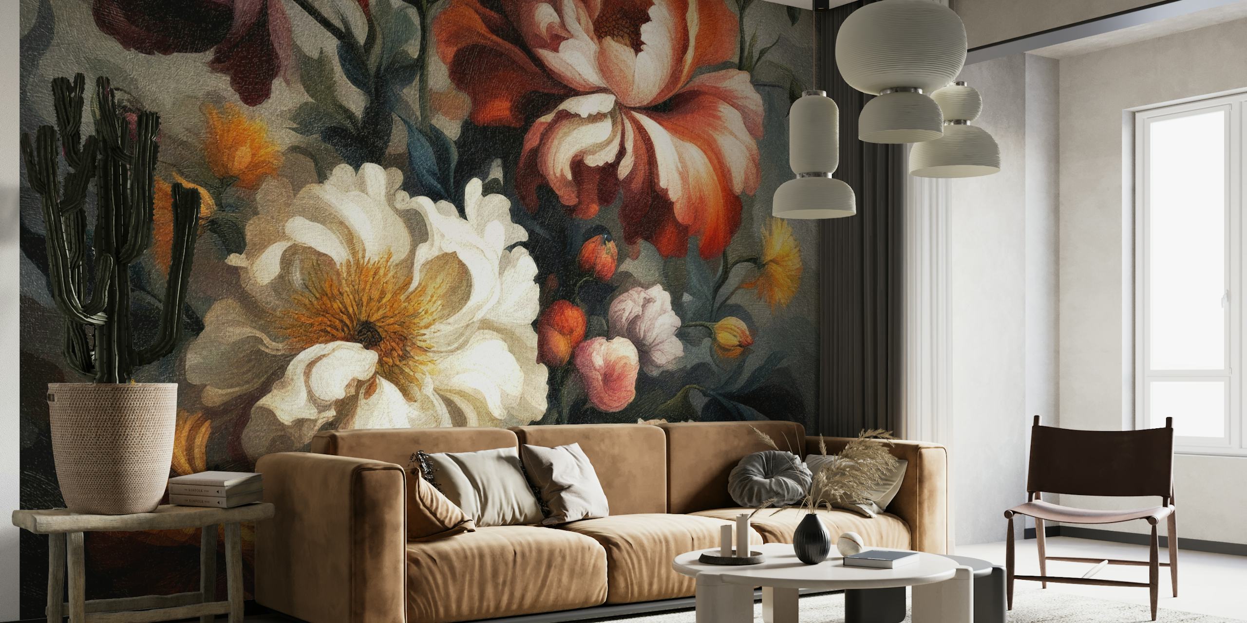 Moody Baroque Flowers Painting wallpaper