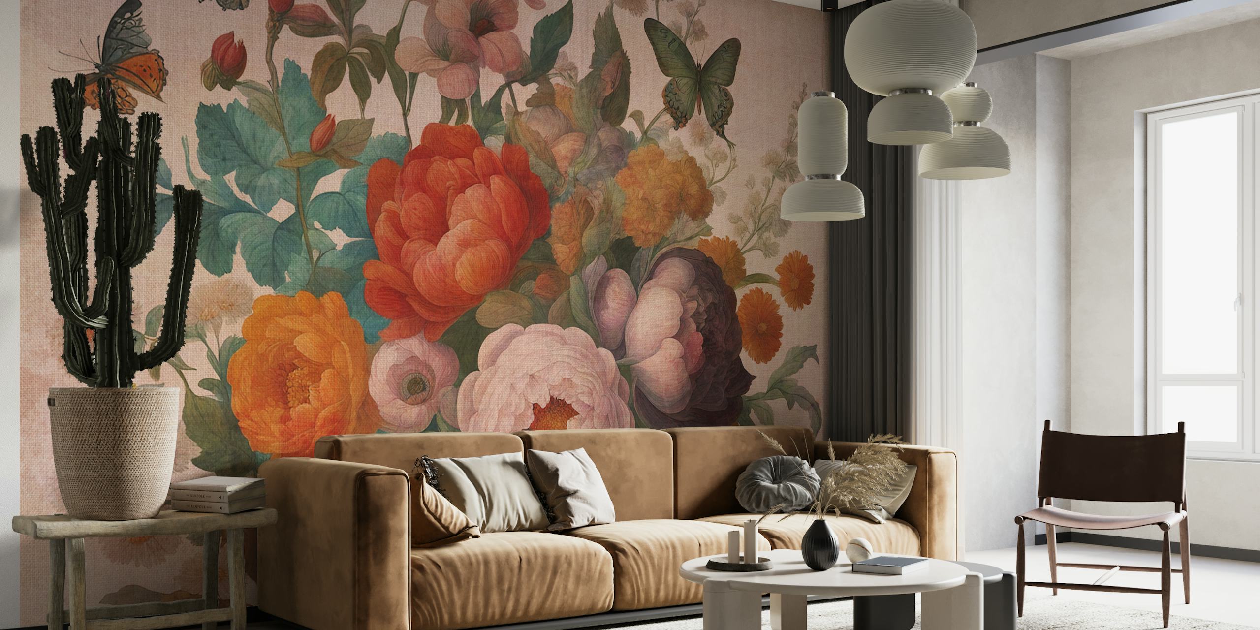 Moody Baroque Flower design de papier peint