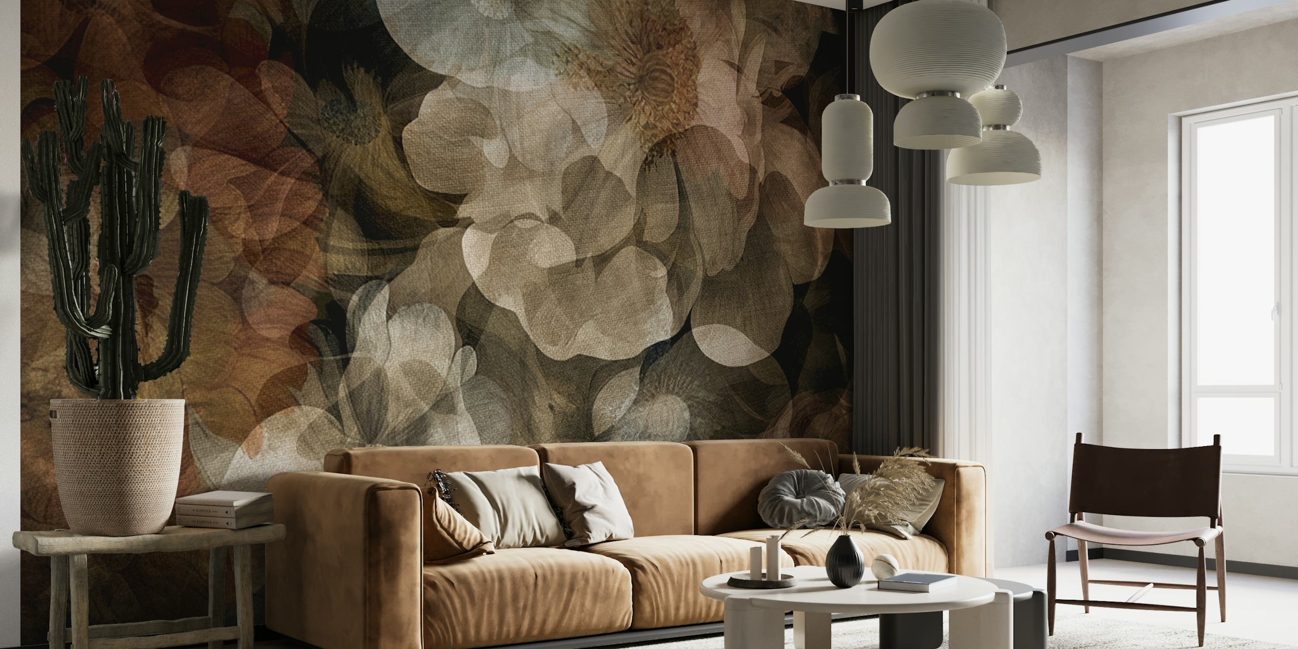 Moody Fall Flowers em um quarto