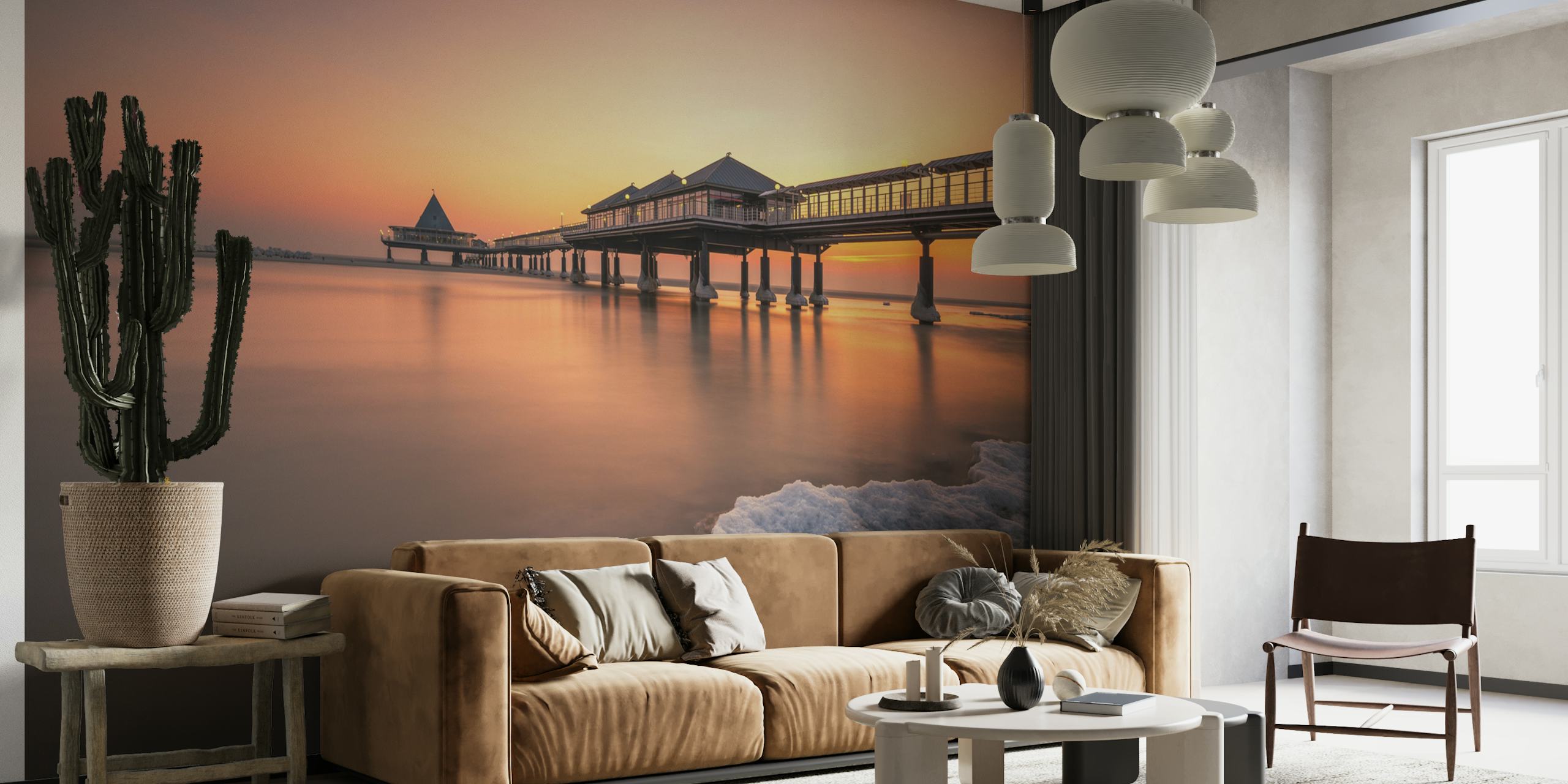 Ice Age wall mural with a frozen landscape and sunrise