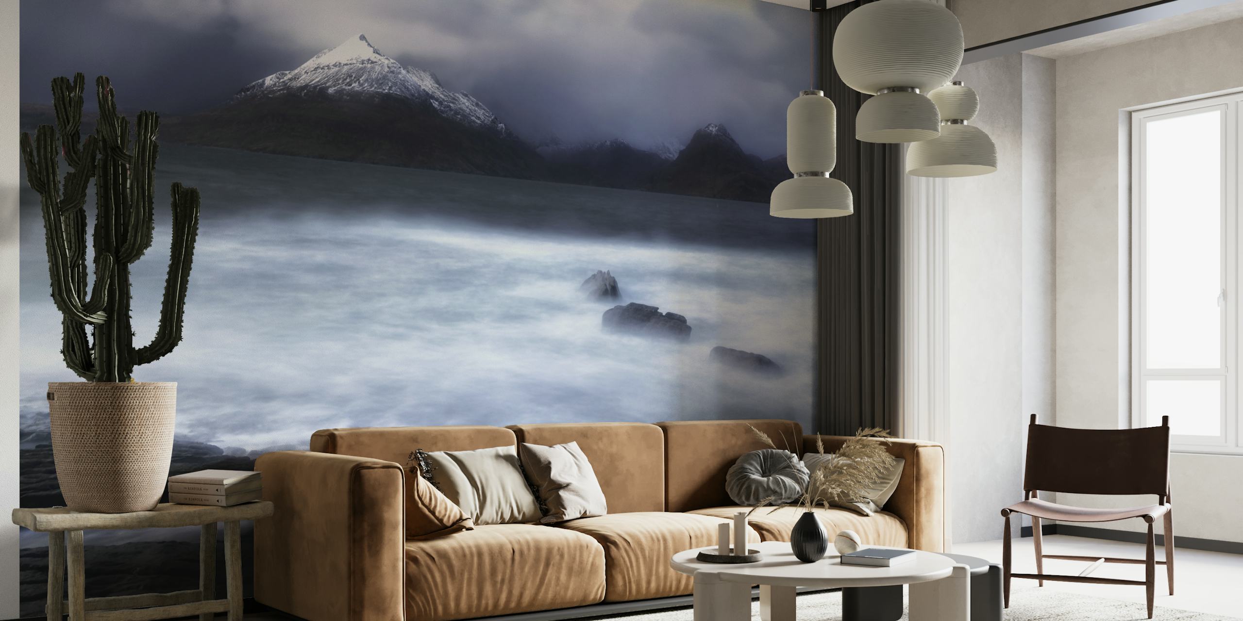 Stormy Elgol wall mural with cloudy skies and turbulent sea