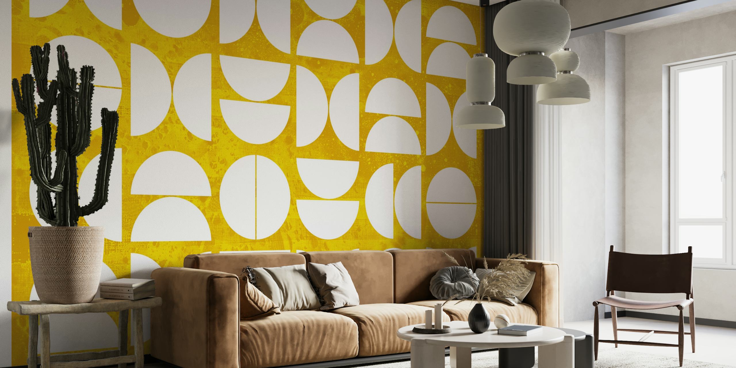 Geometric shapes wallpaper in mid-century style