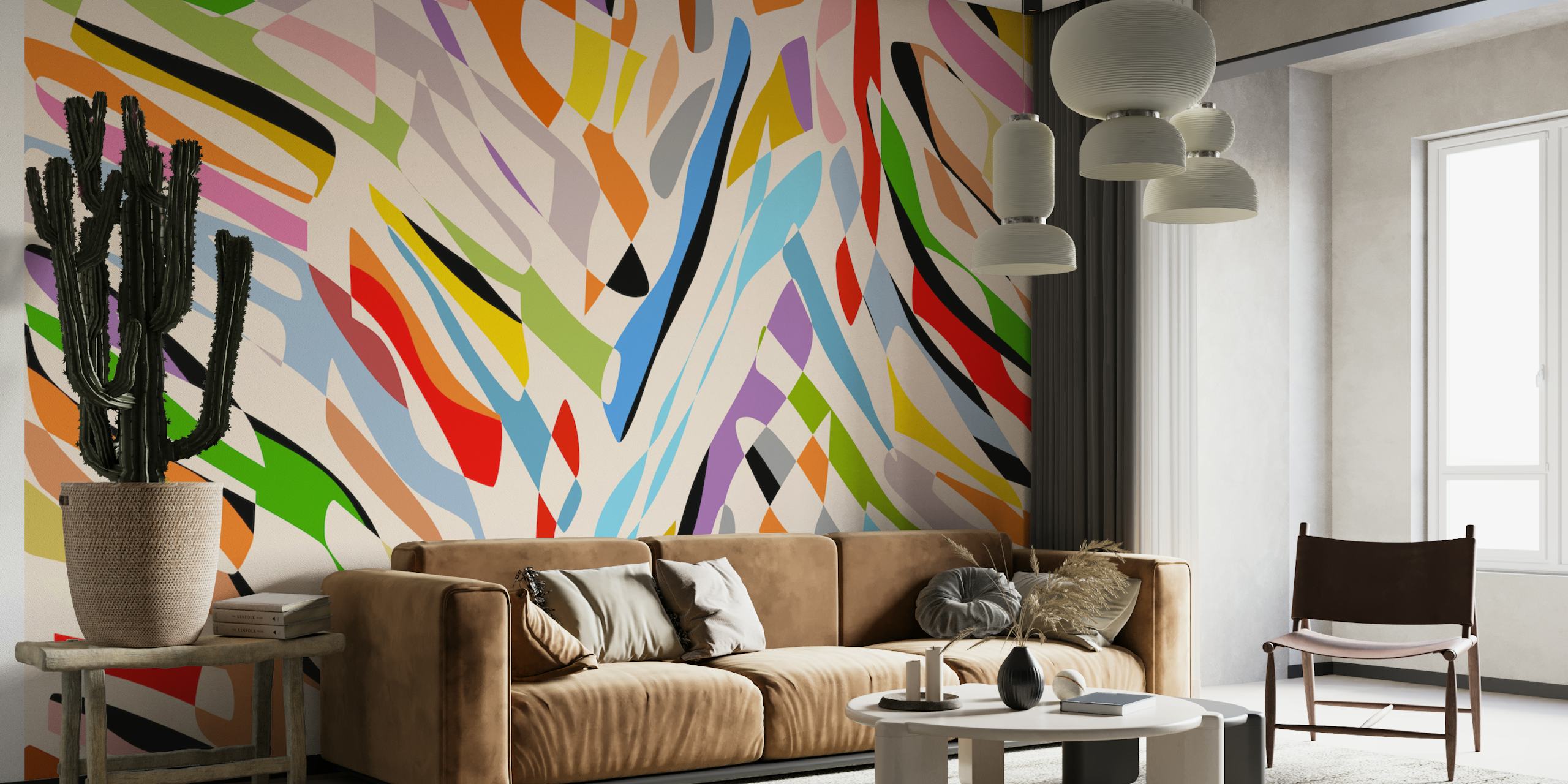 Colorful abstract wallpaper with bold shapes and curves