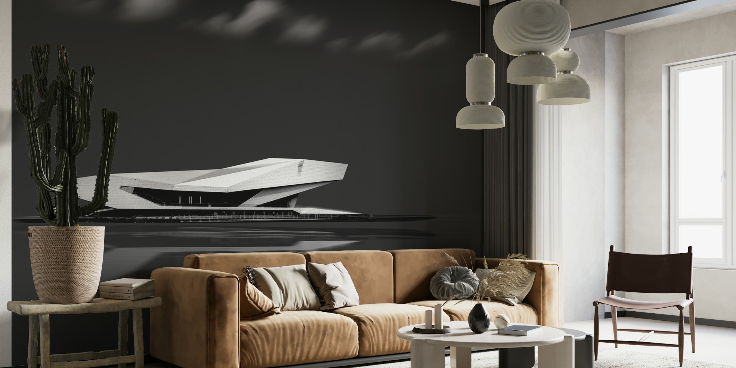Modern abstract black and white design wallpaper