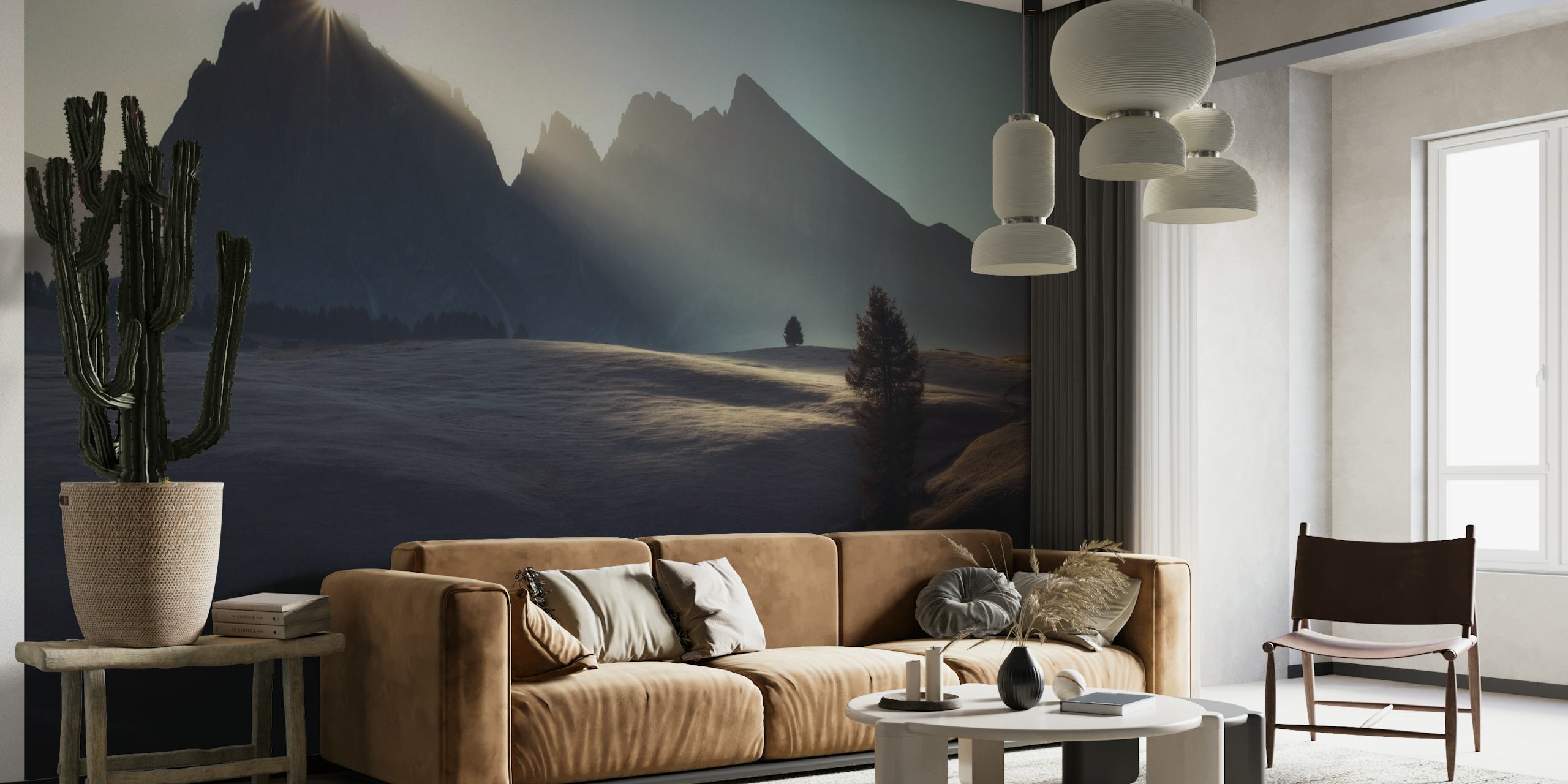 Dolomite Mountains at sunrise wall mural