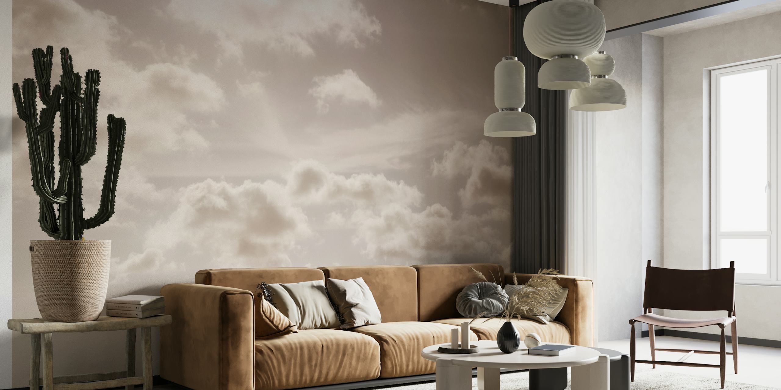 Papel de parede Dreamy Clouds em um quarto