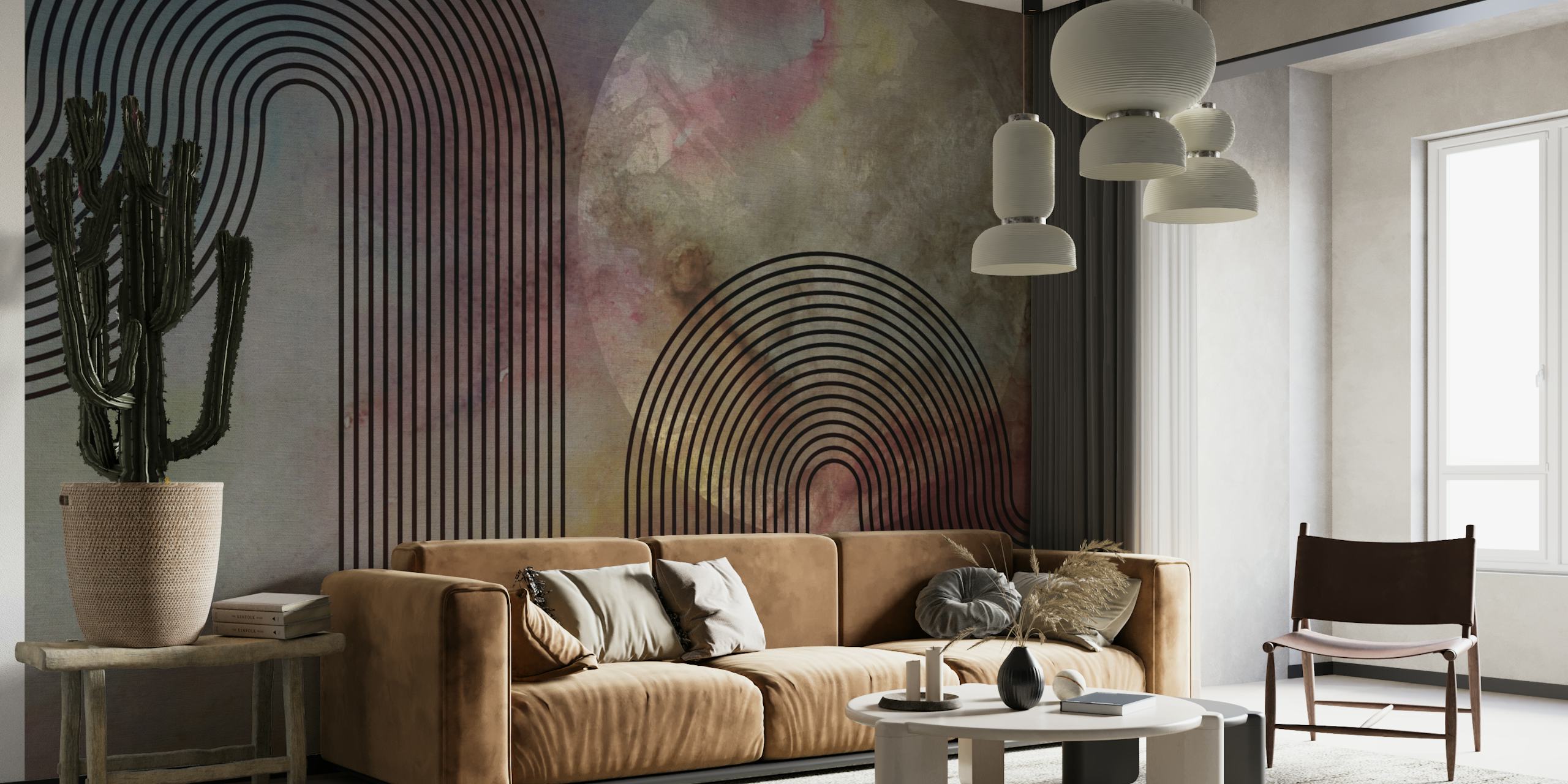 Geometric lines and soft pastel colors wallpaper