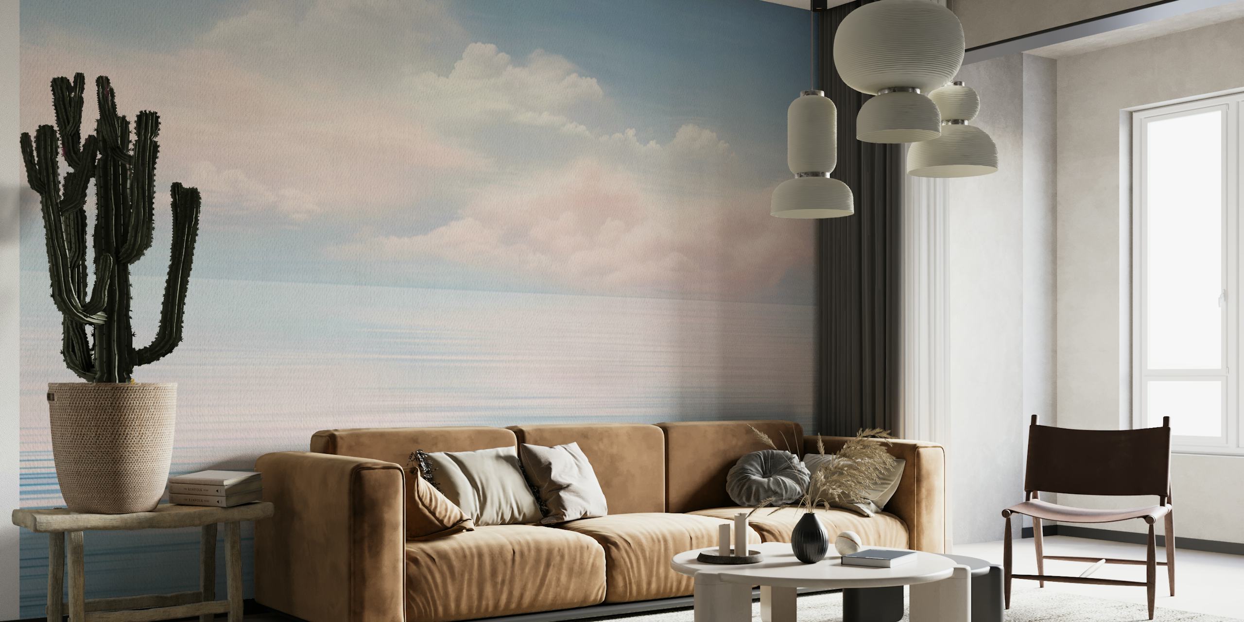 Papel de parede Pastel Bubblegum Sky Watercolor no quarto