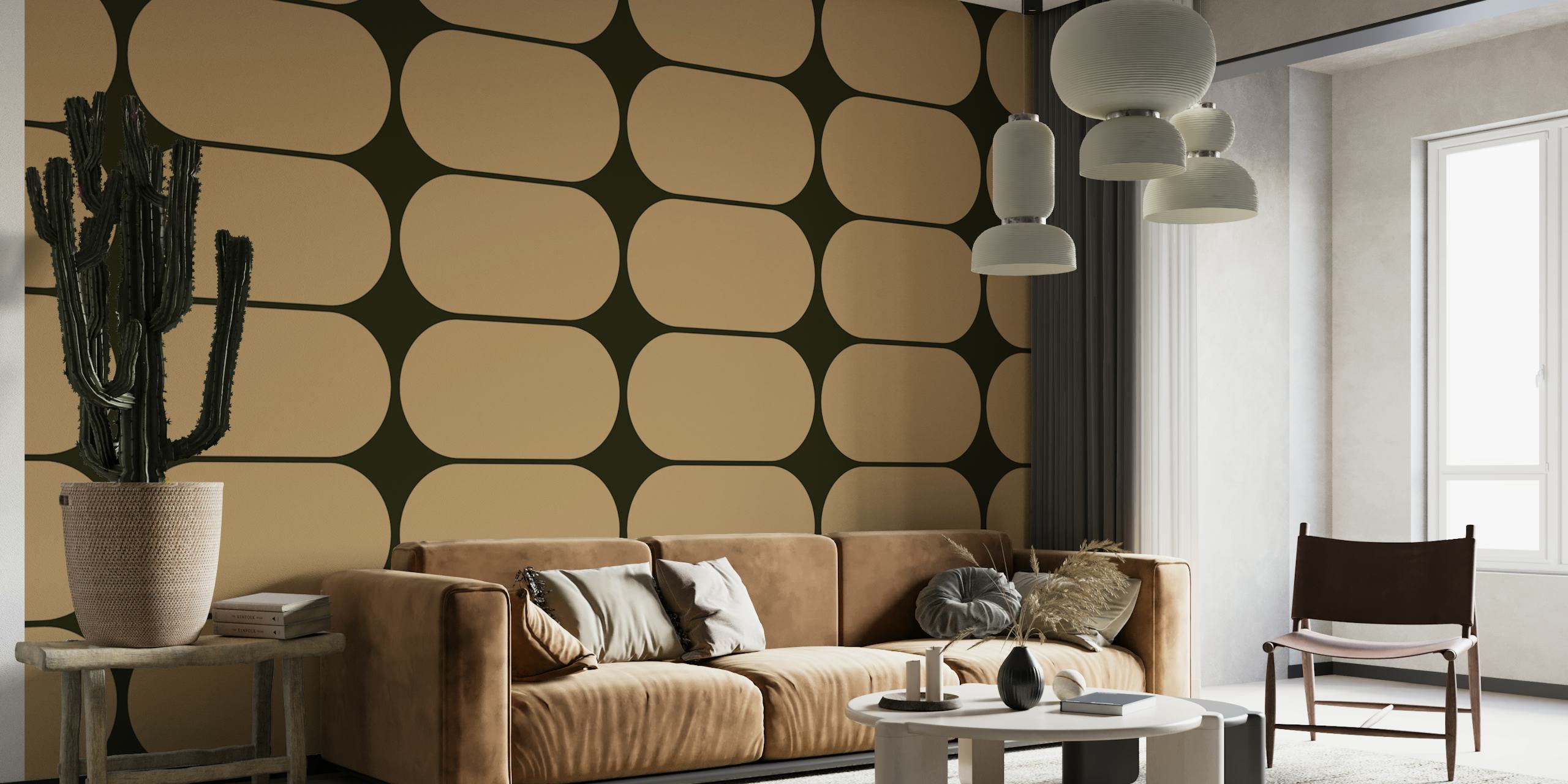 Simple Mid-Century Pebbles wallpaper in a room