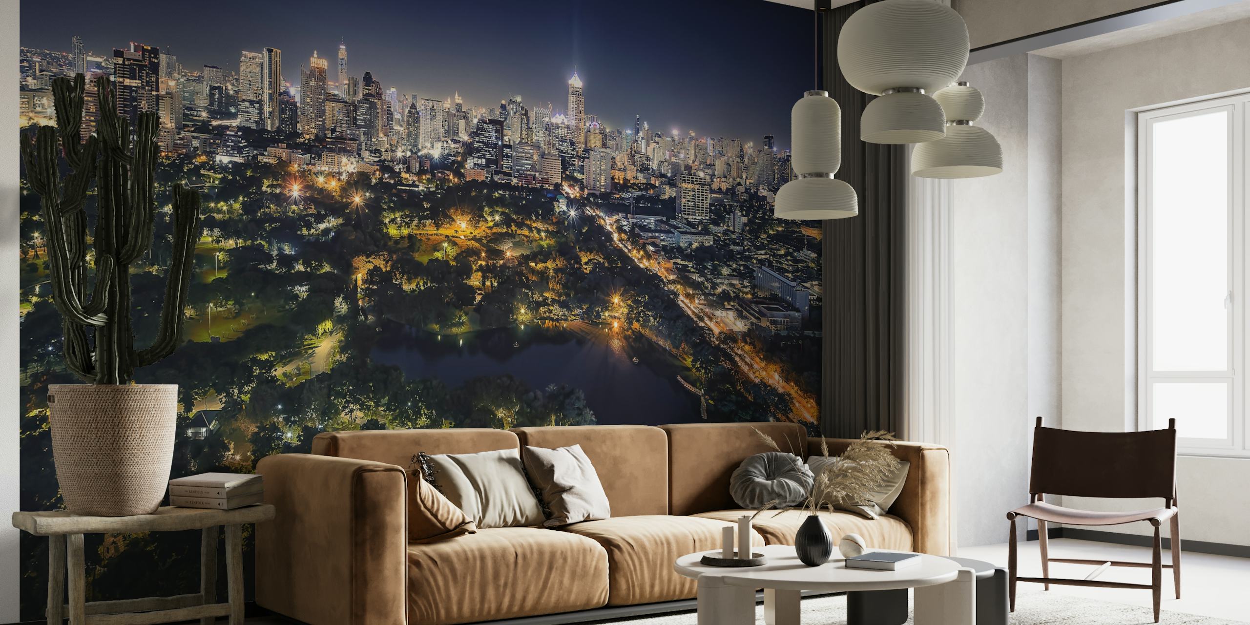 Bangkok Panorama wallpaper displayed in a room