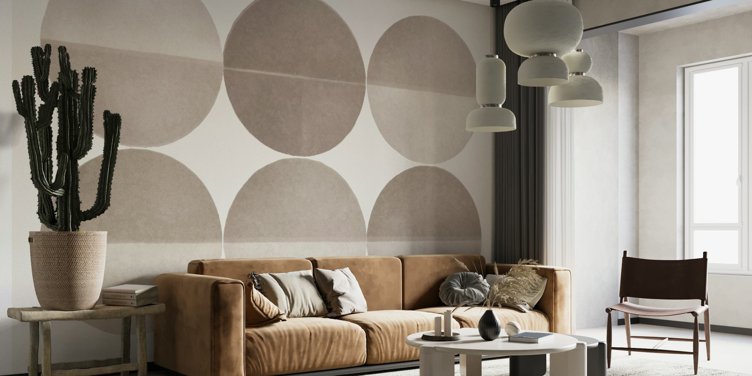 Beige circle pattern on a simple light background wallpaper