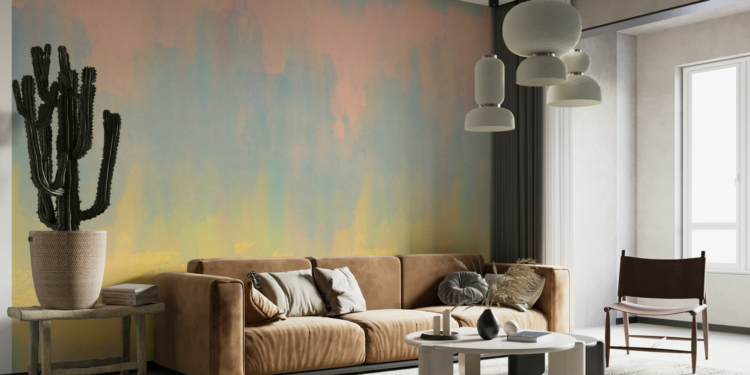 Abstract pastel acrylic painting wall mural for home decor