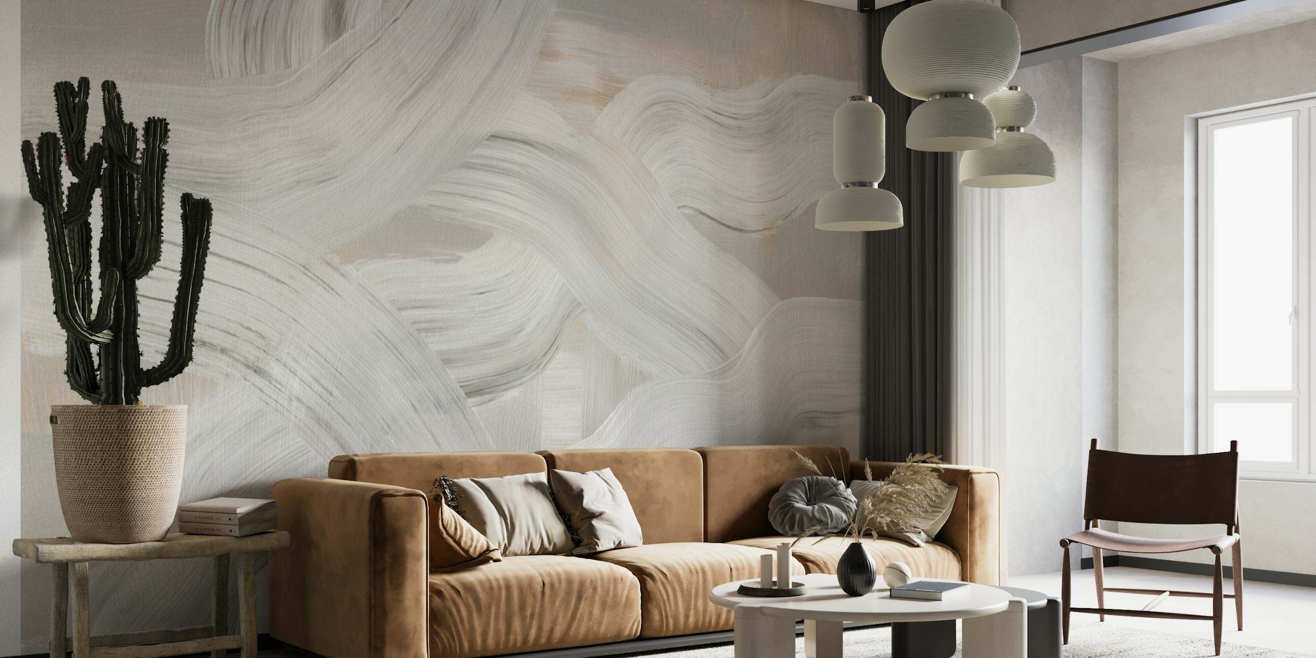 Abstract gray brush strokes on a light background wallpaper