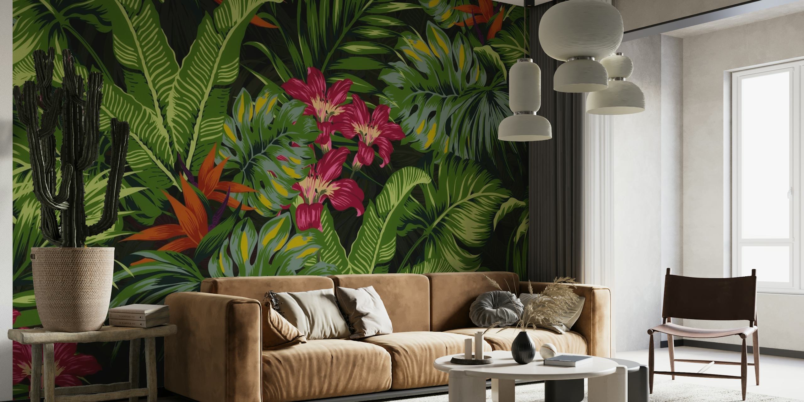 Night Flower Jungle Modern wallpaper